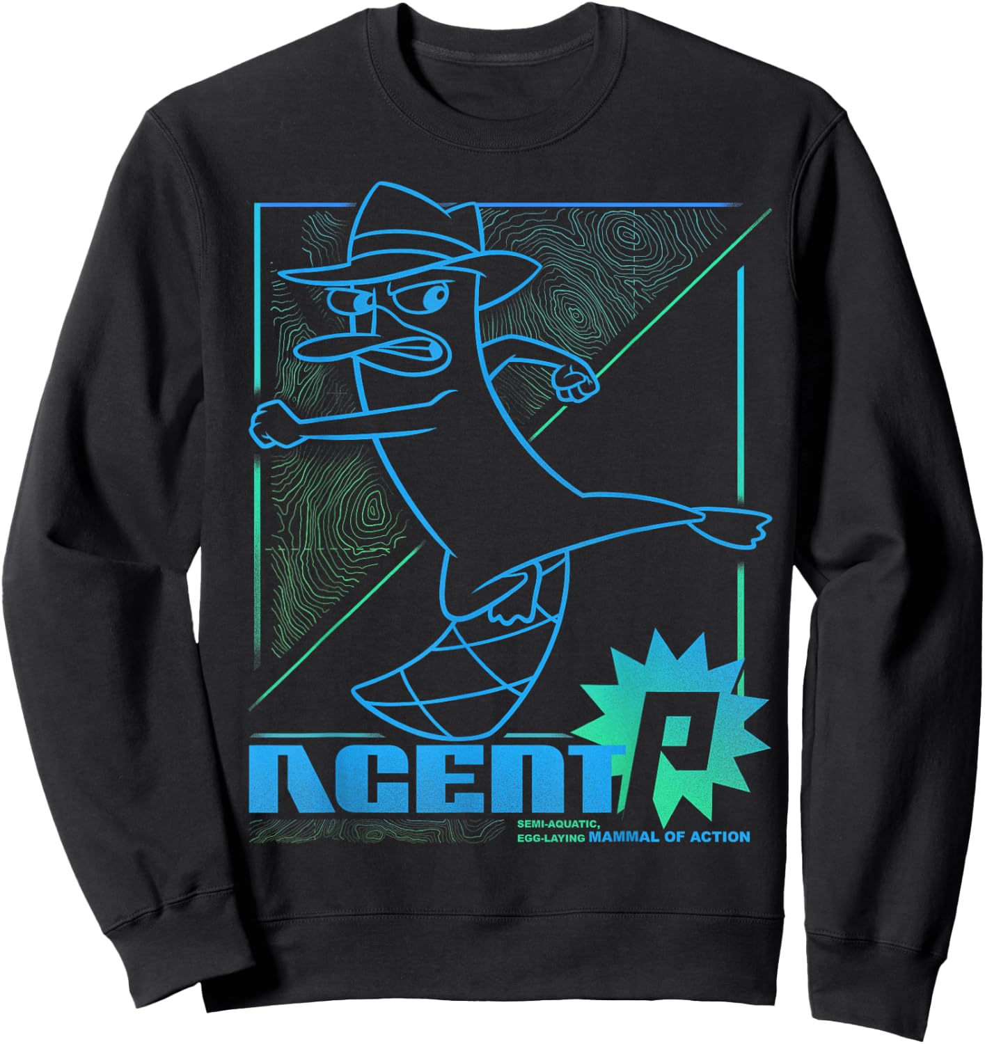 Disney Phineas and Ferb Mammal of Action Line Art Sweatshirt - Sweatshirt | Black