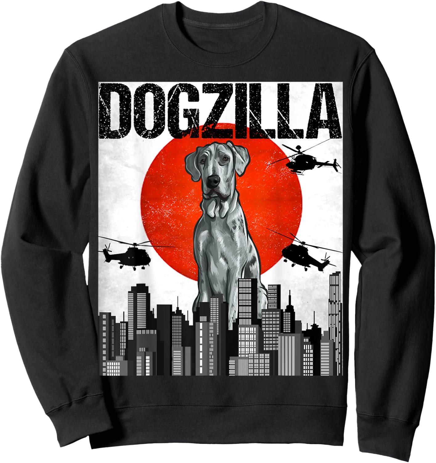 Funny Vintage Japanese Dogzilla Blue Merle Dane Sweatshirt - Sweatshirt | Black