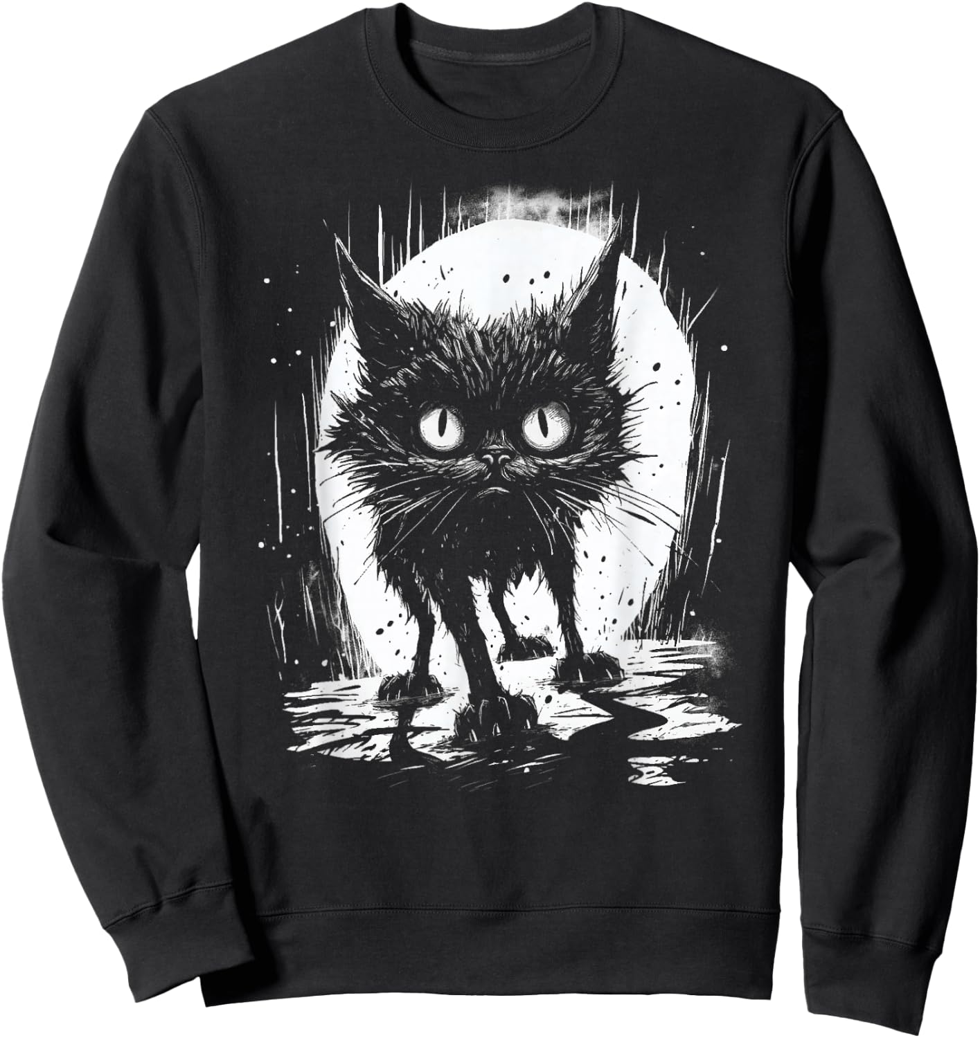 Cute Black Cat Stalks The Night Sweatshirt - Sweatshirt | Black