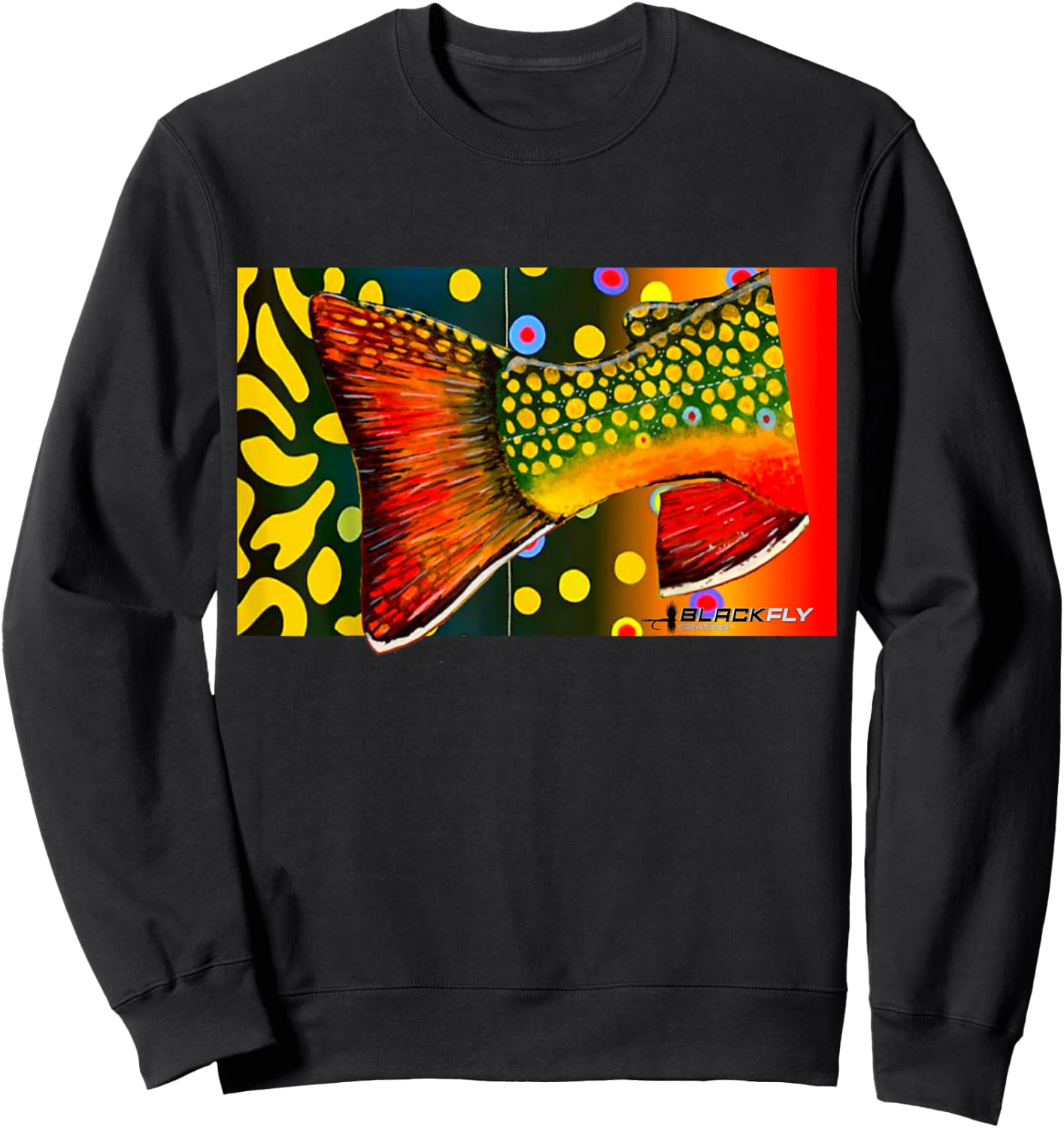 Custom Brook Trout Fly Fishing Shirts & by Black Fly Sweatshirt - Sweatshirt | Black