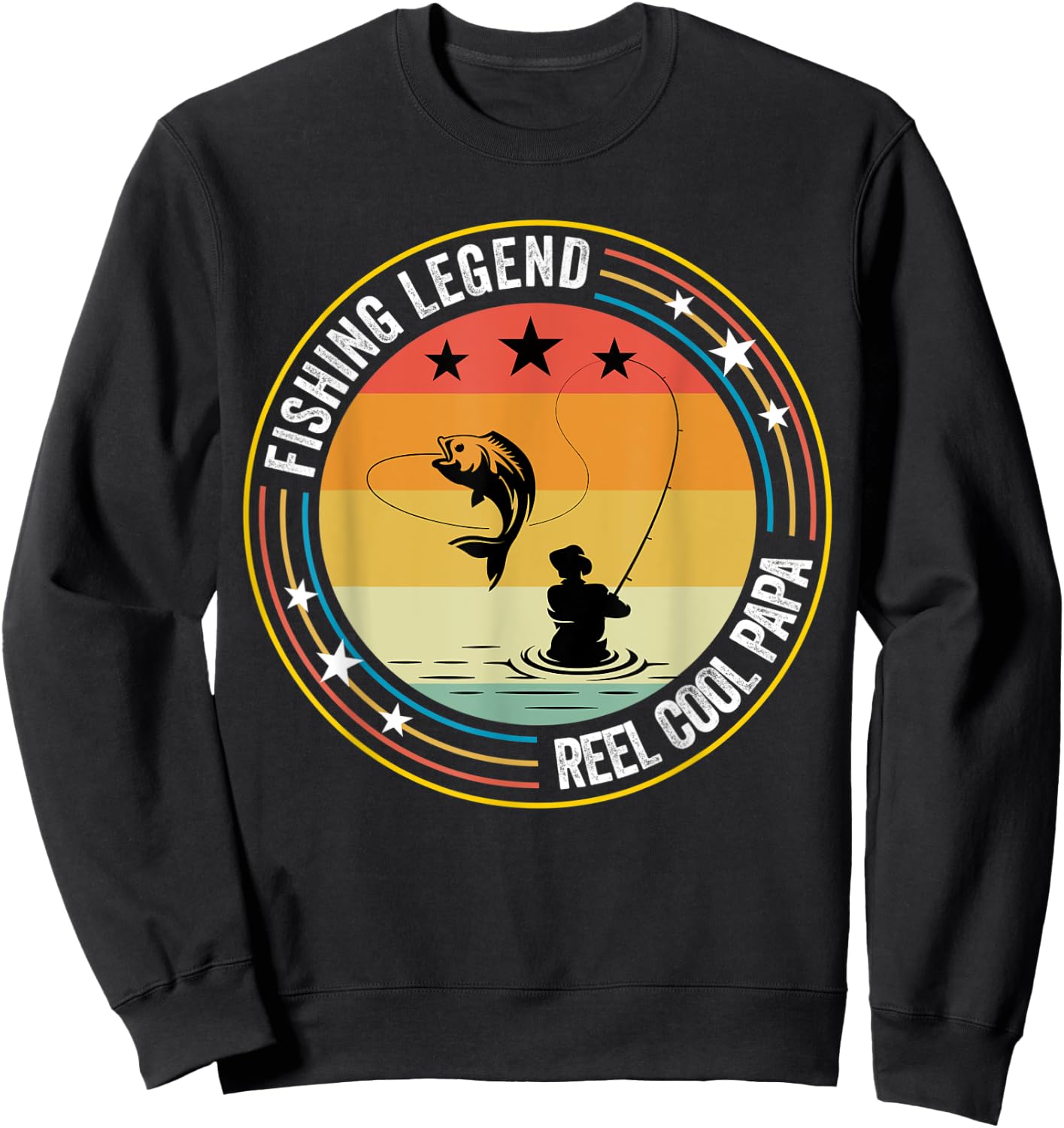Retro Vintage Reel Cool Papa Fishing Legend Gift Sweatshirt - Sweatshirt | Black