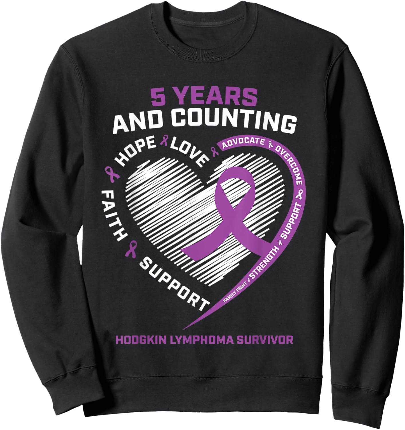5 Years Cancer Free Gifts Women Hodgkin's Lymphoma Survivor Sweatshirt - Sweatshirt | Black
