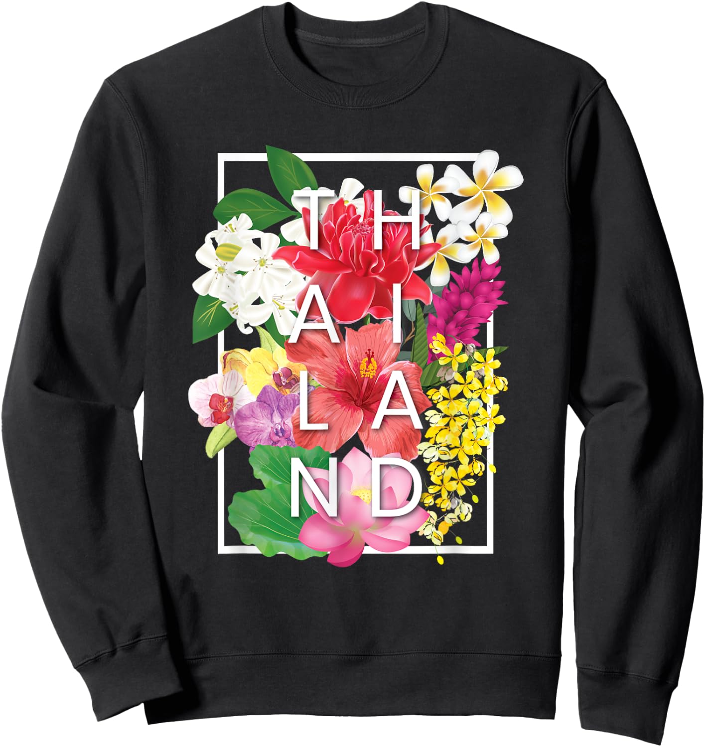 Flowers of Thailand Word Art - Thai Pride Sweatshirt - Sweatshirt | Black