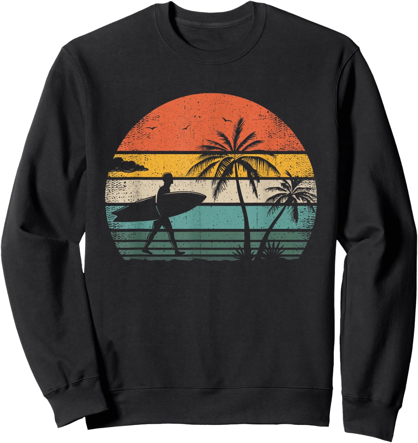 Vintage Surfing Retro Surf Style Palm Tree For Surfers Sweatshirt - Sweatshirt | Black