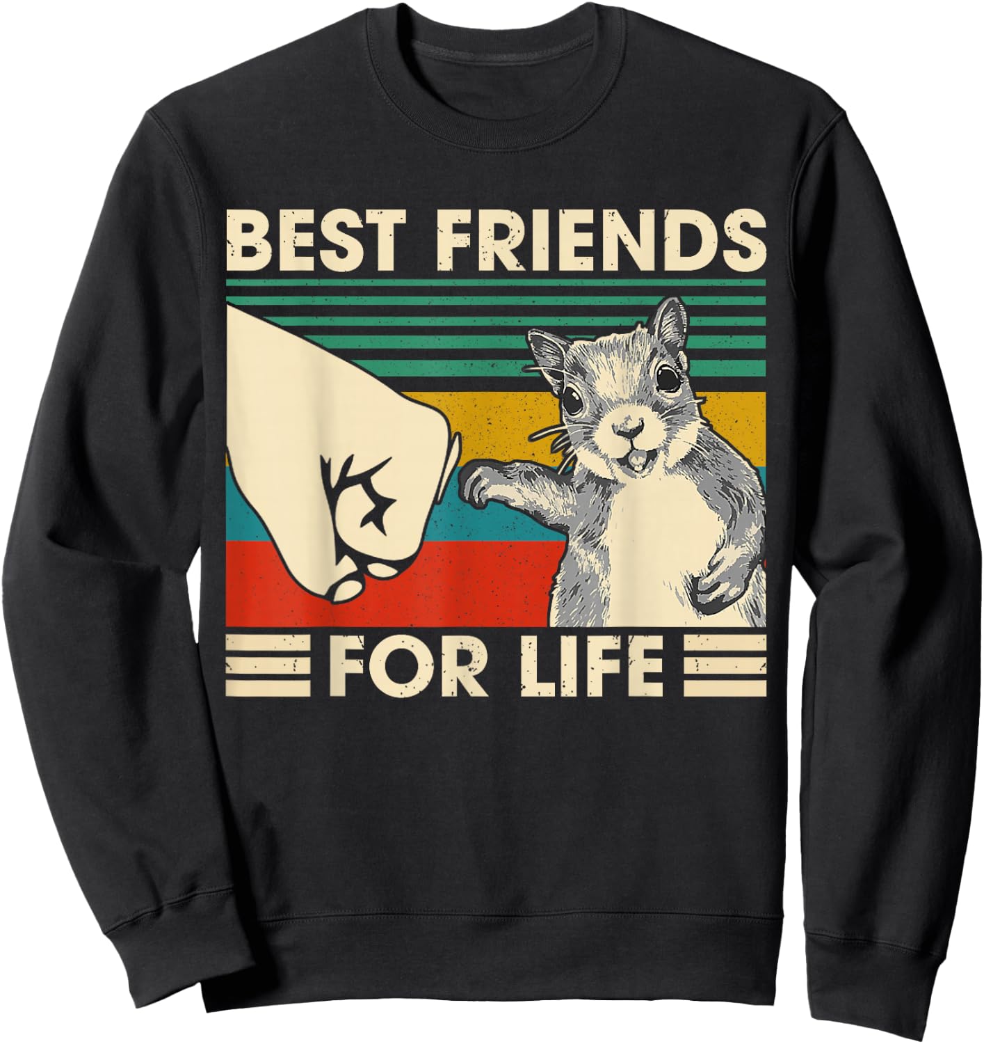 Retro Vintage Squirrel Best Friend for Life Fist Bump Small Sweatshirt - Sweatshirt | Black