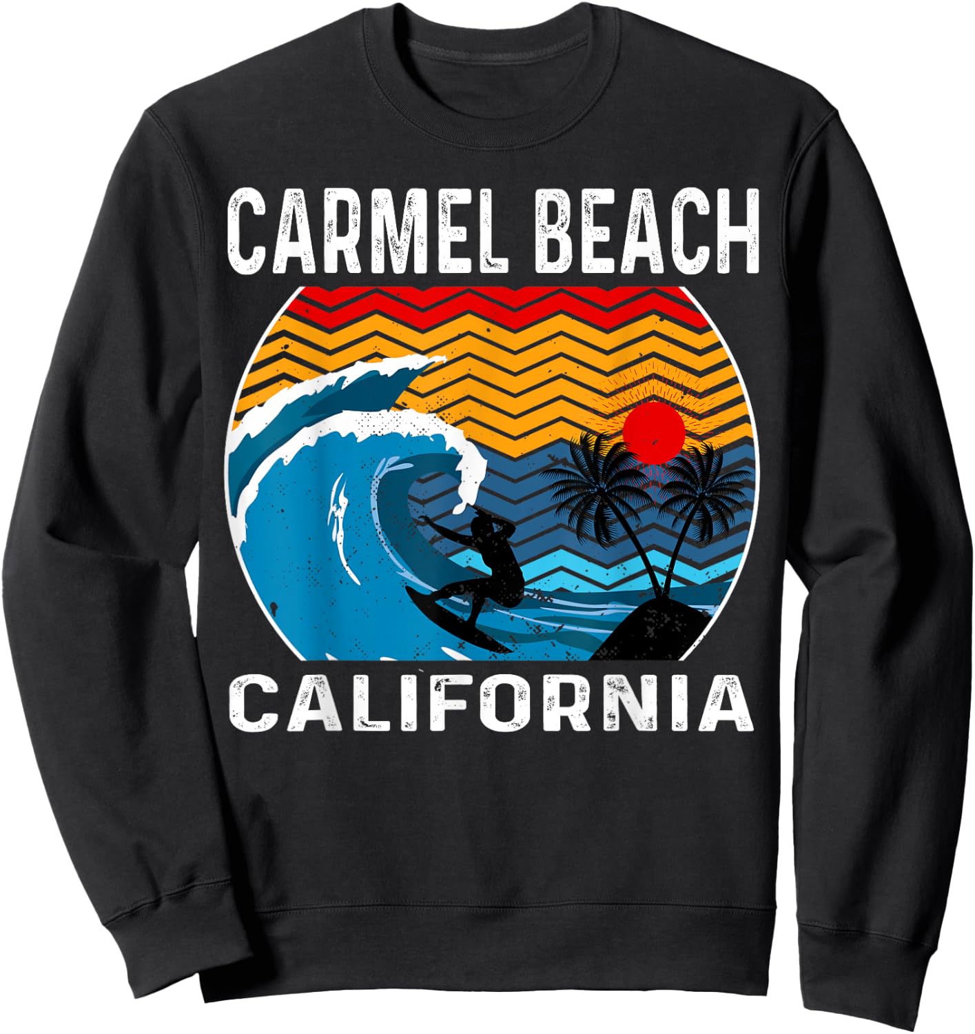 Carmel Beach California Surfboard Surfing Sweatshirt - Sweatshirt | Black