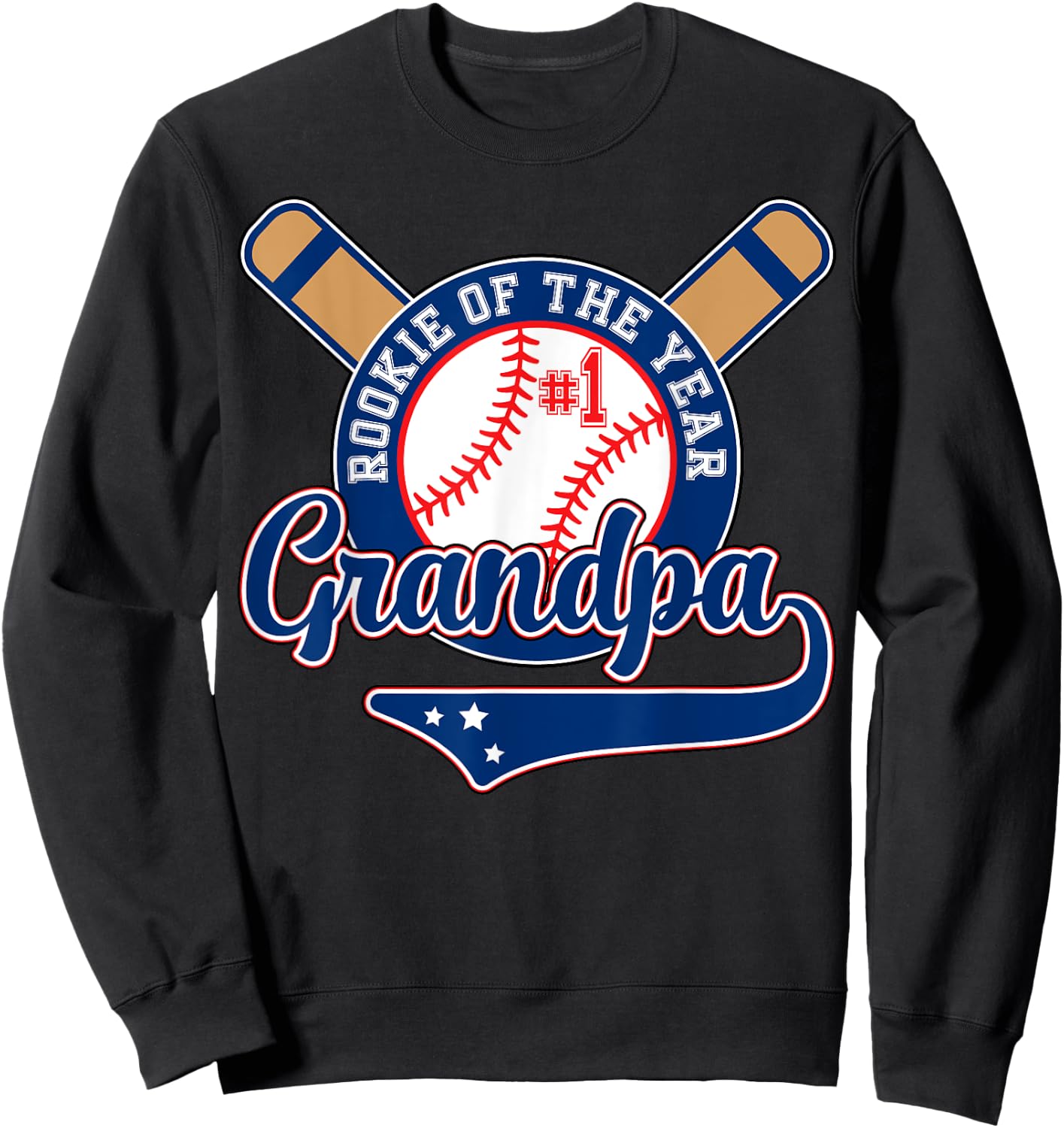 Grandpa Rookie of Year 1st Birthday Baseball Theme Matching Sweatshirt - Sweatshirt | Black