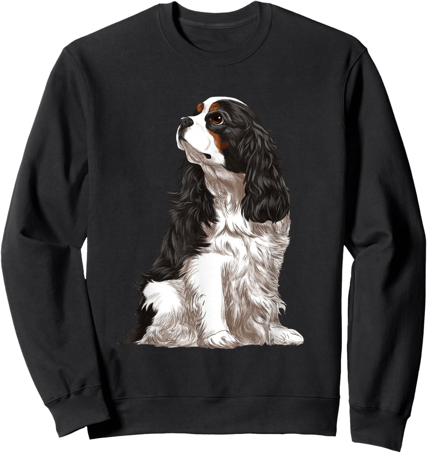 Sitting Dog Tri-Color Cavalier King Charles Spaniel Sweatshirt - Sweatshirt | Black