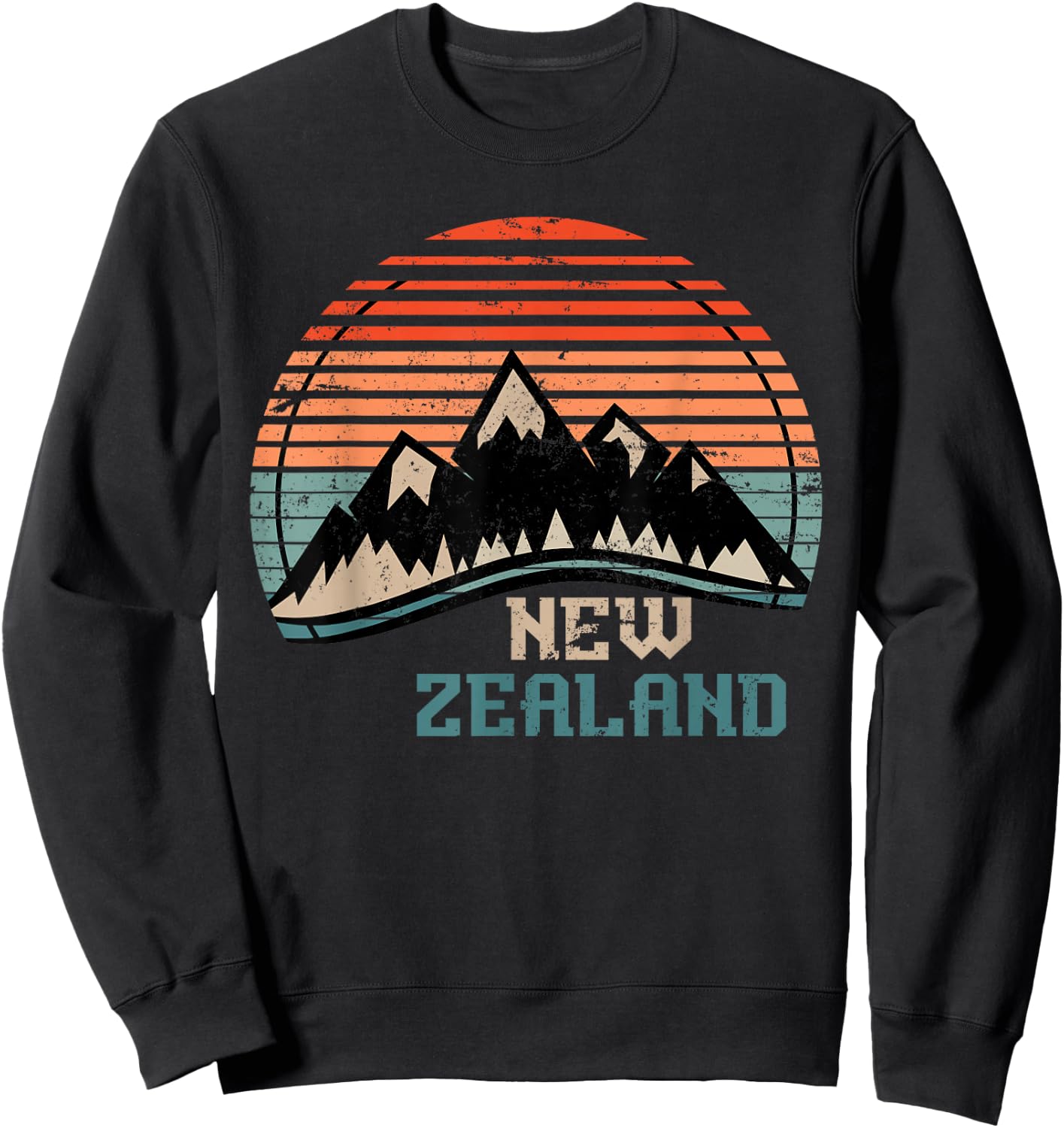 Retro Mountains New Zealand Sweatshirt - Sweatshirt | Black