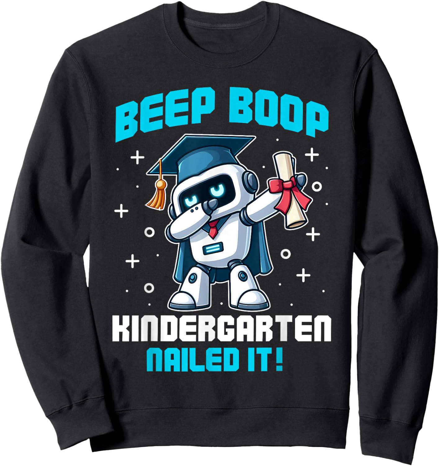 Dabbing Robot Kindergarten Graduation Cap Diploma Boys Kids Sweatshirt - Sweatshirt | Black