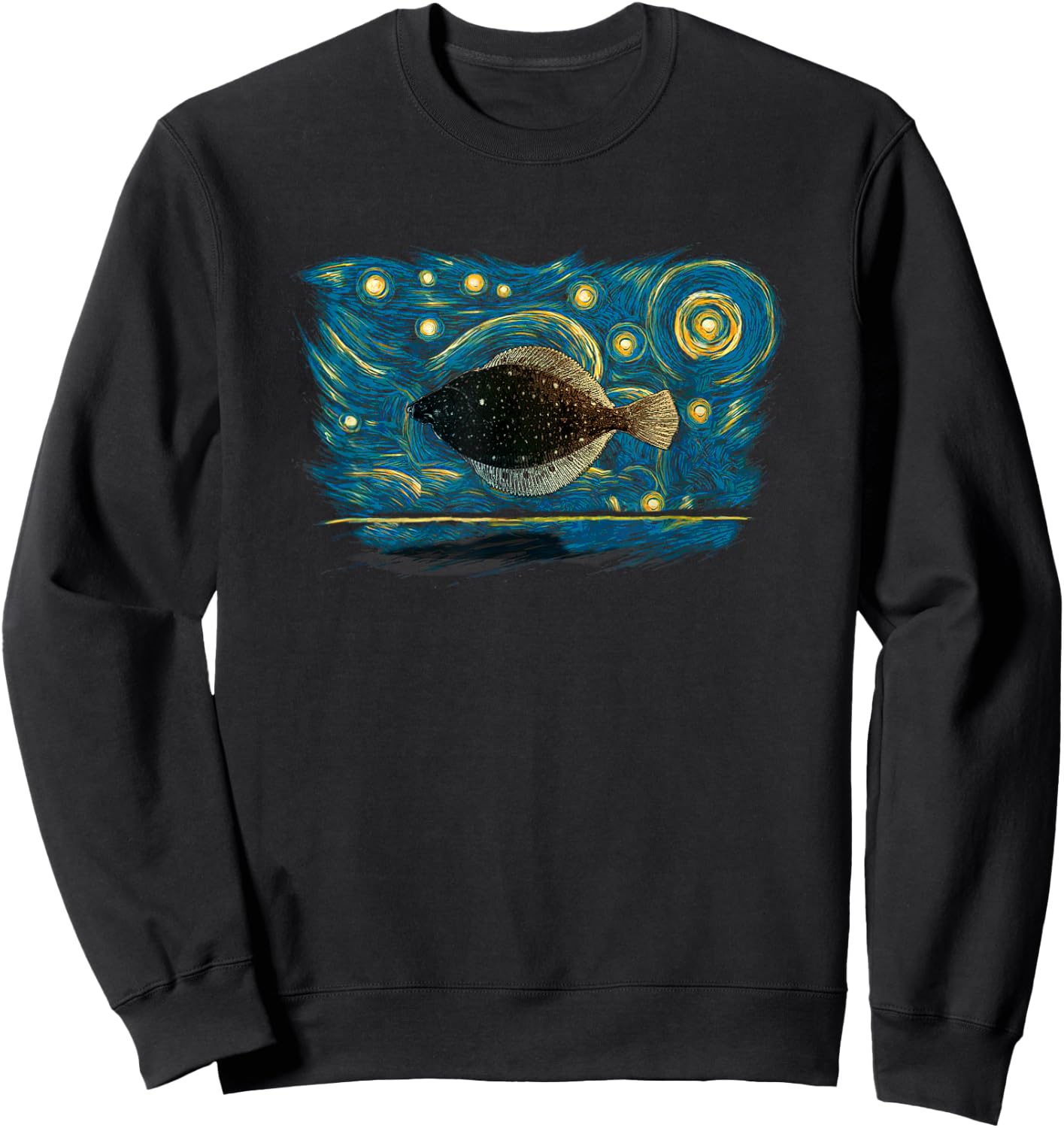Retro Vintage Style Flounder Sweatshirt - Sweatshirt | Black