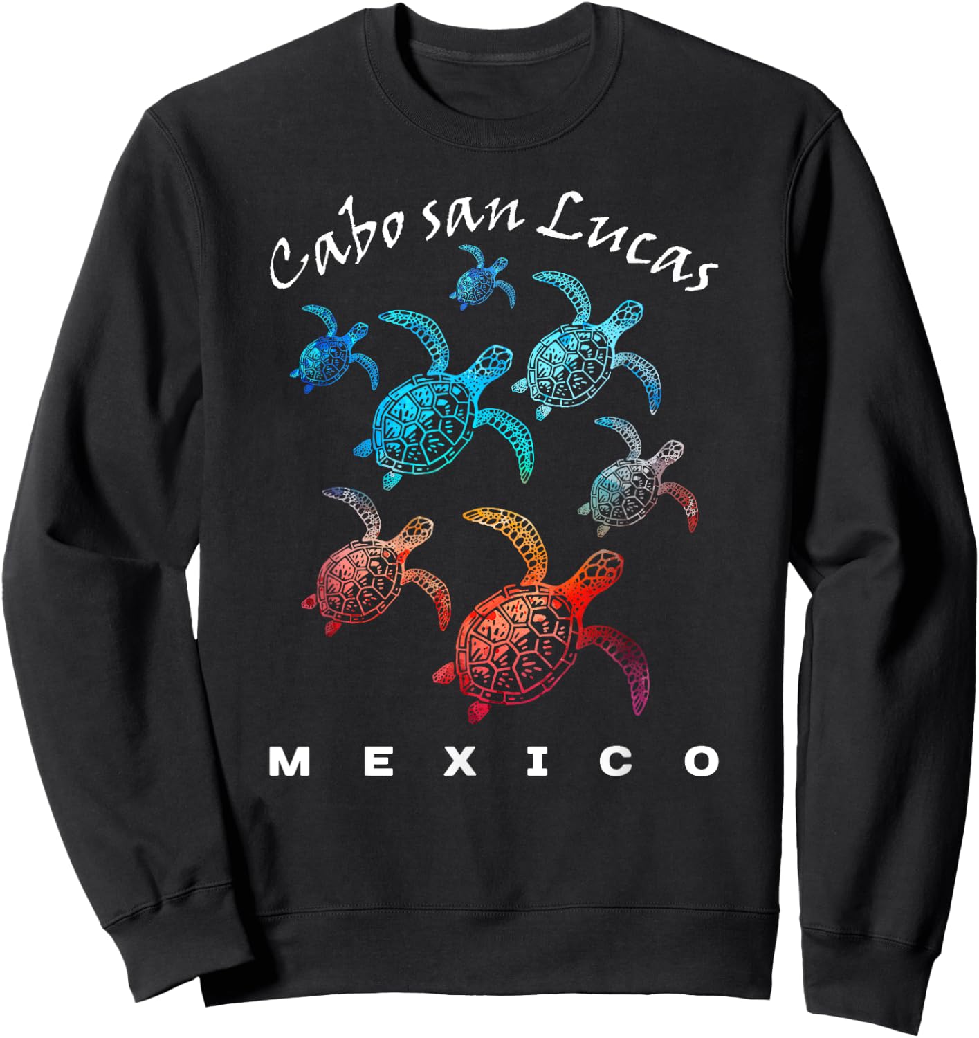 Cabo San Lucas Mexico Beach Vacation Trip Sea Turtle Graphic Women Kids Sweatshirt - Sweatshirt | Black