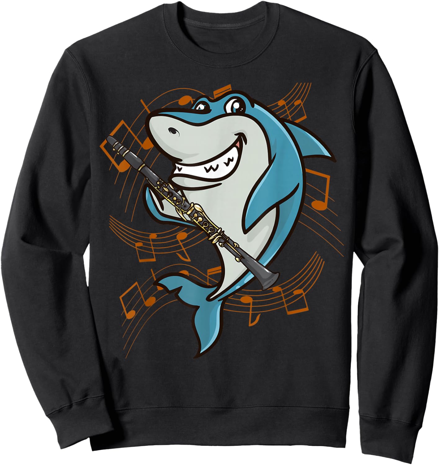 Shark Clarinet Player Play Clarinet In Band Sweatshirt - Sweatshirt | Black