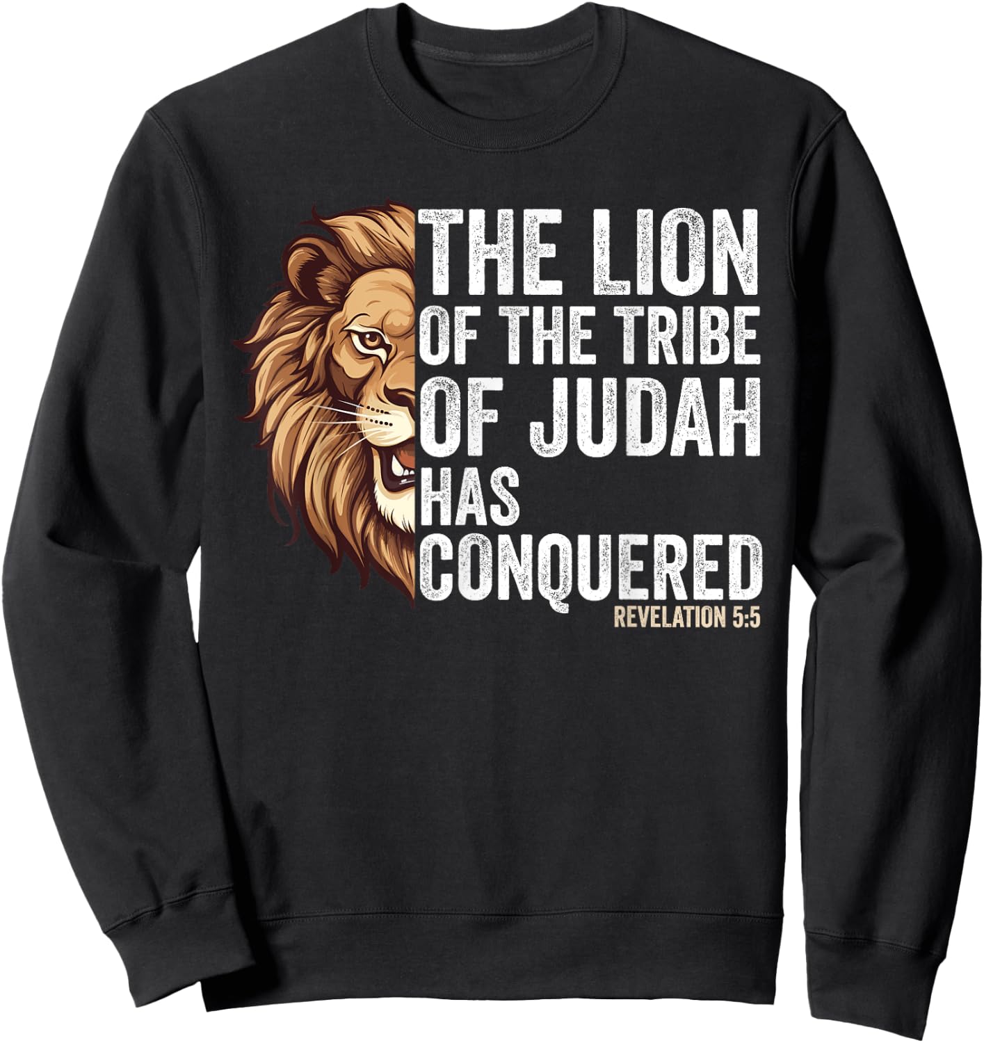 Lion of Judah Jesus Revelation Bible Verse Christian Sweatshirt - Sweatshirt | Black