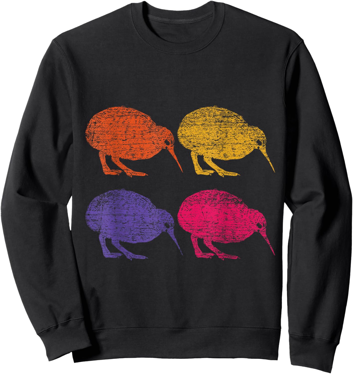 Cute Bird Retro Kiwi NZ New Zealand Sweatshirt - Sweatshirt | Black