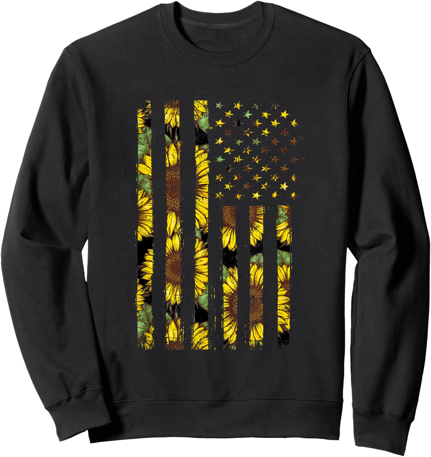 Sunflower Flag Patriotic Yellow American Flag Small Sweatshirt - Sweatshirt | Black