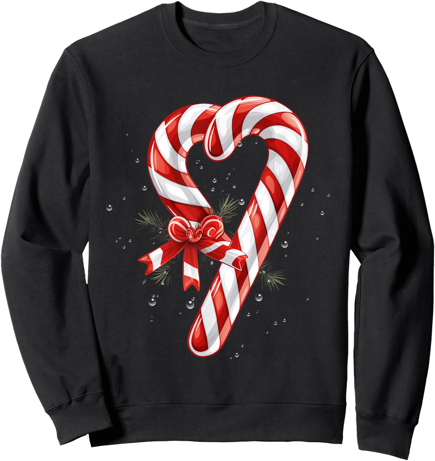 Giant Candy Cane Heart Christmas Gifts Red and White Candy Sweatshirt - Sweatshirt | Black