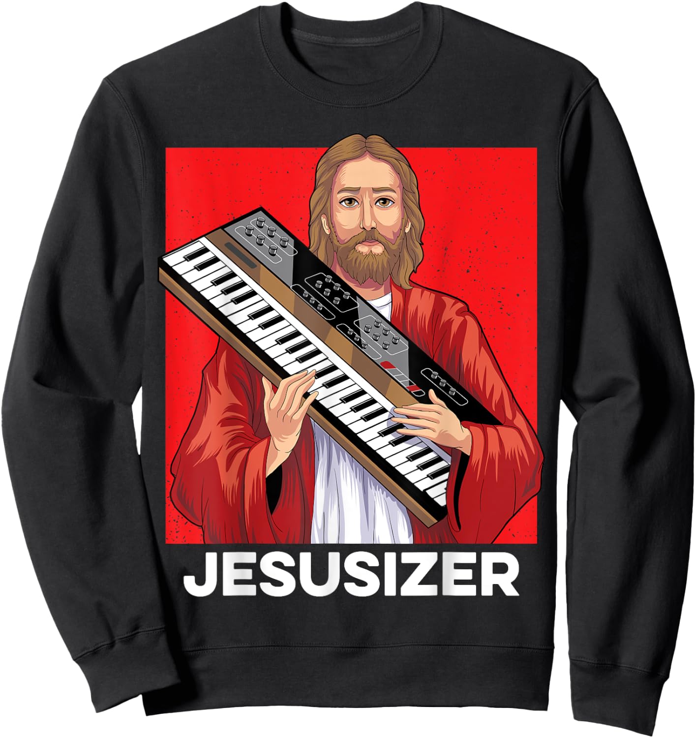Jesusizer Holy Synthesizer Analog Jesus Synth Music Nerd Sweatshirt - Sweatshirt | Black