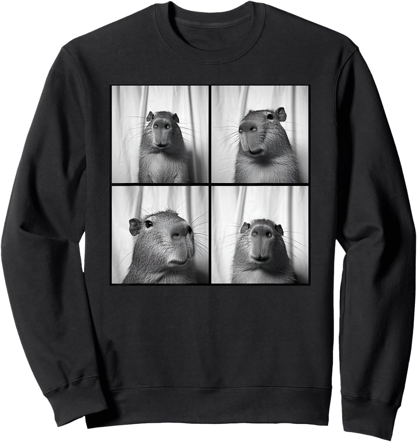 Capybara Capy Photobooth Picture Quirky Funny Odd Animal Sweatshirt - Sweatshirt | Black