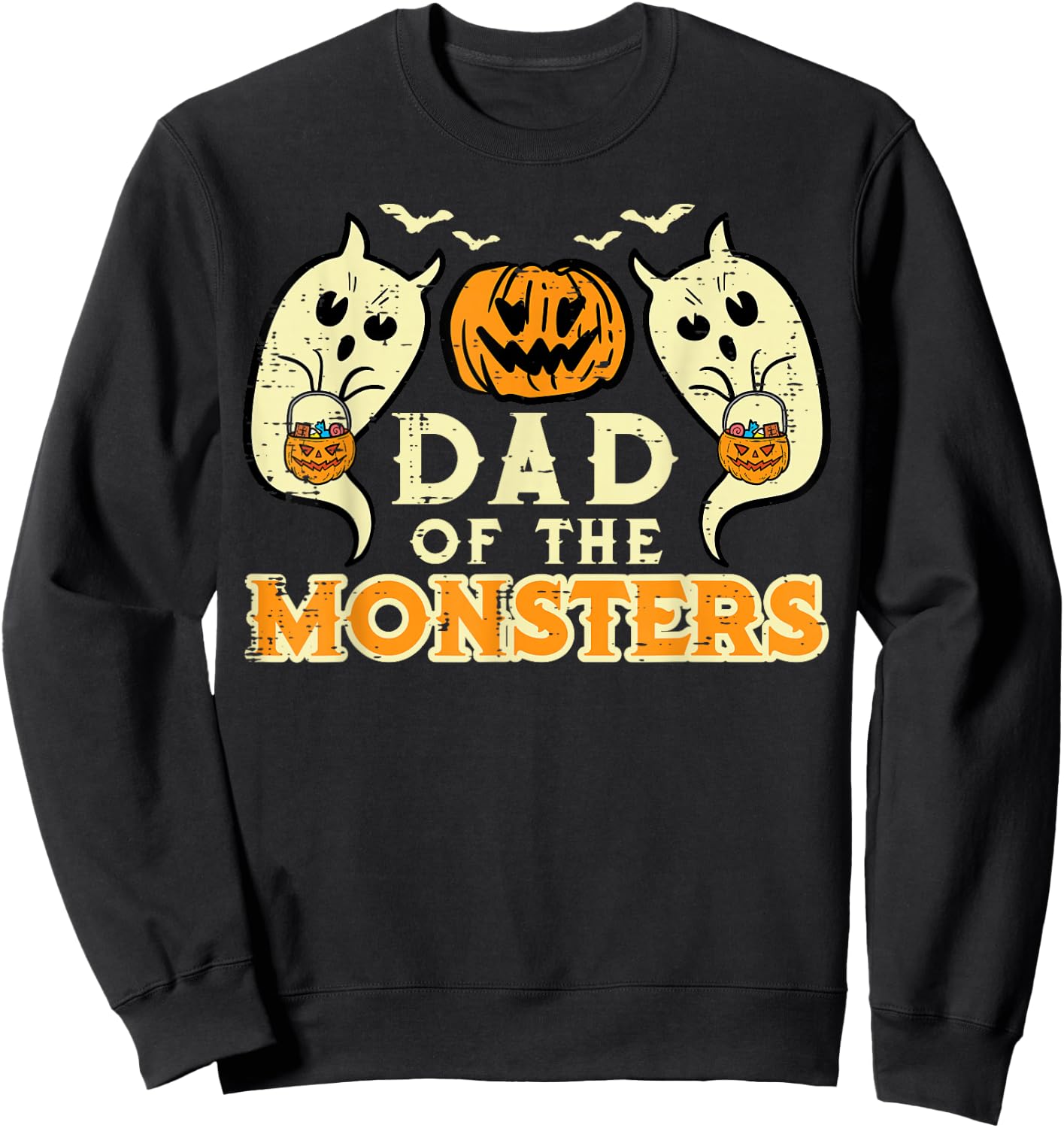 Halloween Dad Of Monsters Funny Family Costume Papa Daddy Sweatshirt - Sweatshirt | Black