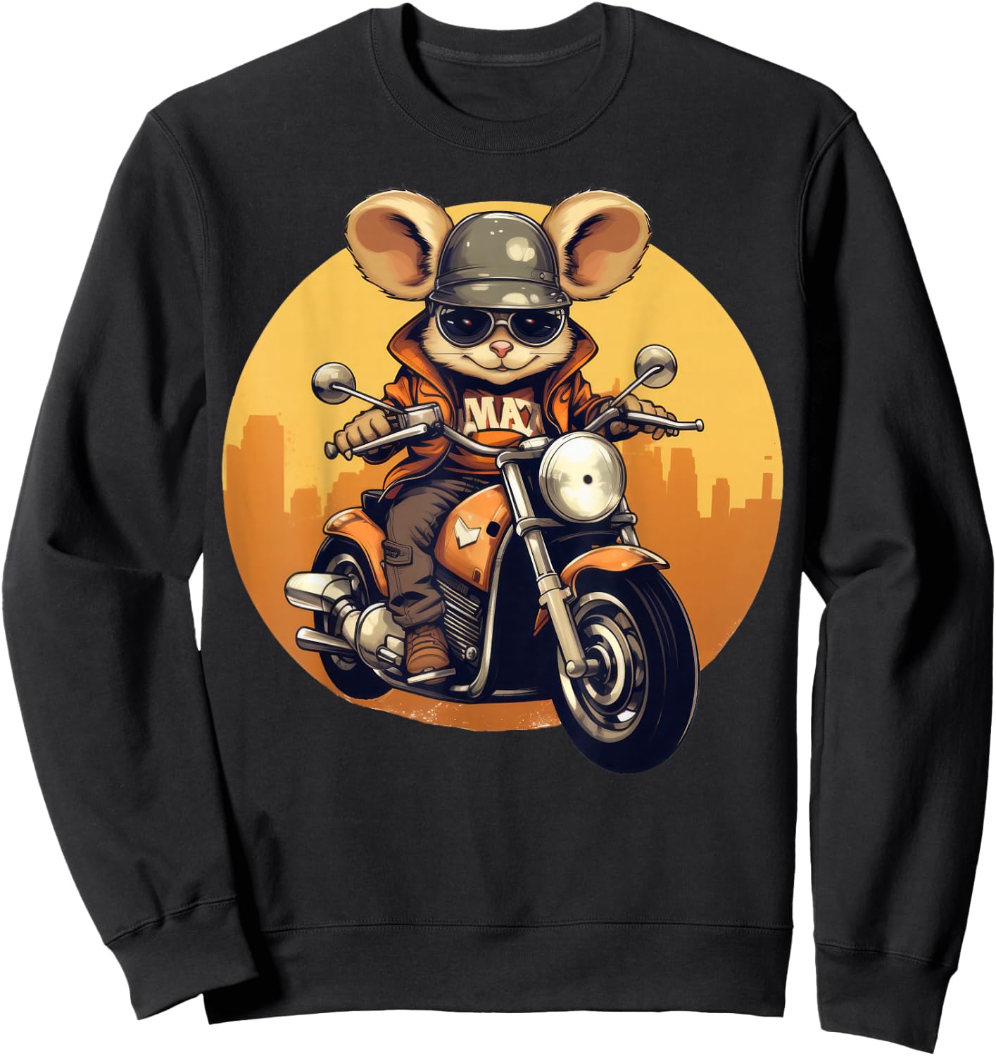 Cool Mouse on the Motorcycle Sweatshirt - Sweatshirt | Black