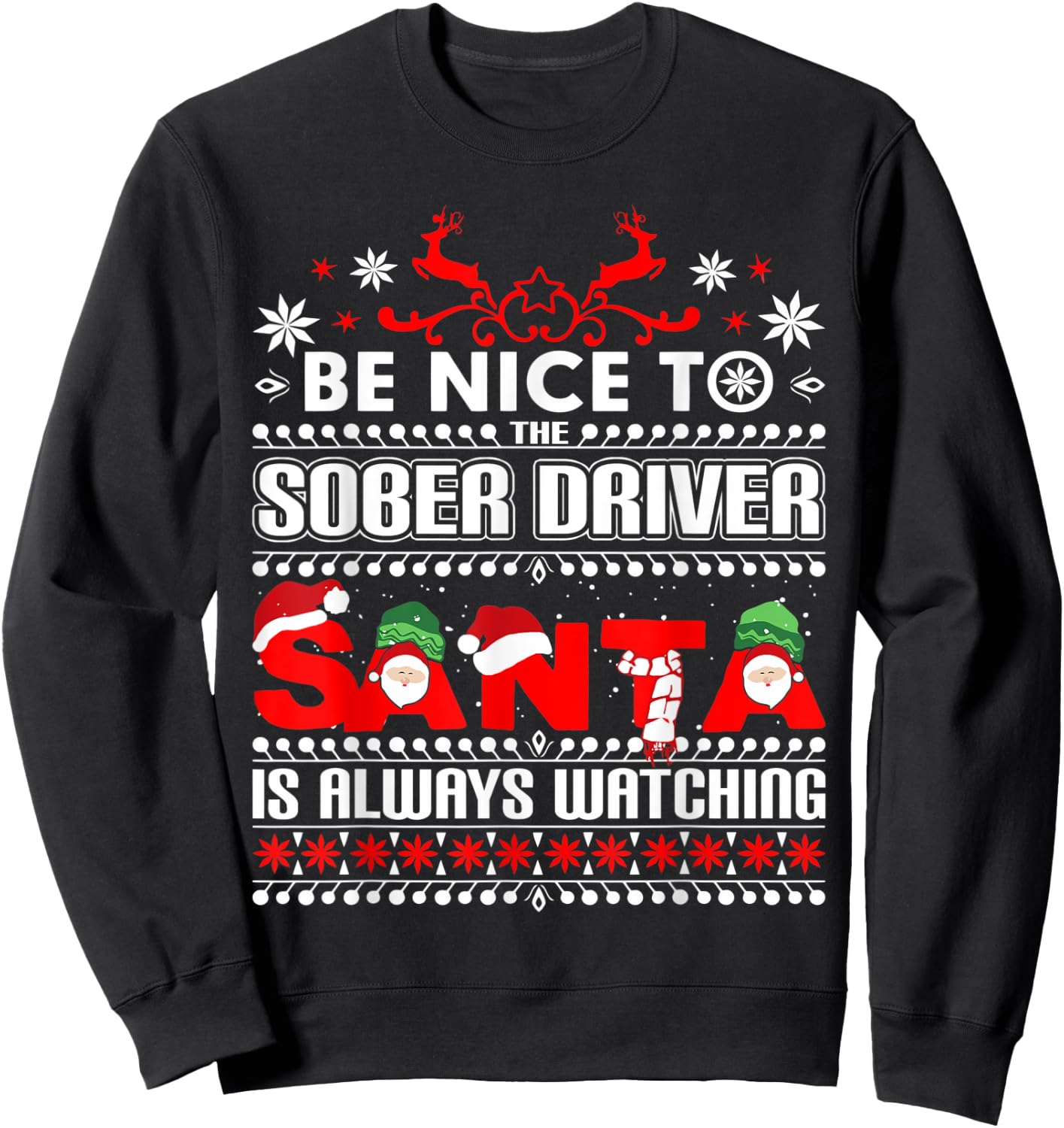 Festive Designated Driver Gift Ugly Christmas Sober Driving Sweatshirt - Sweatshirt | Black