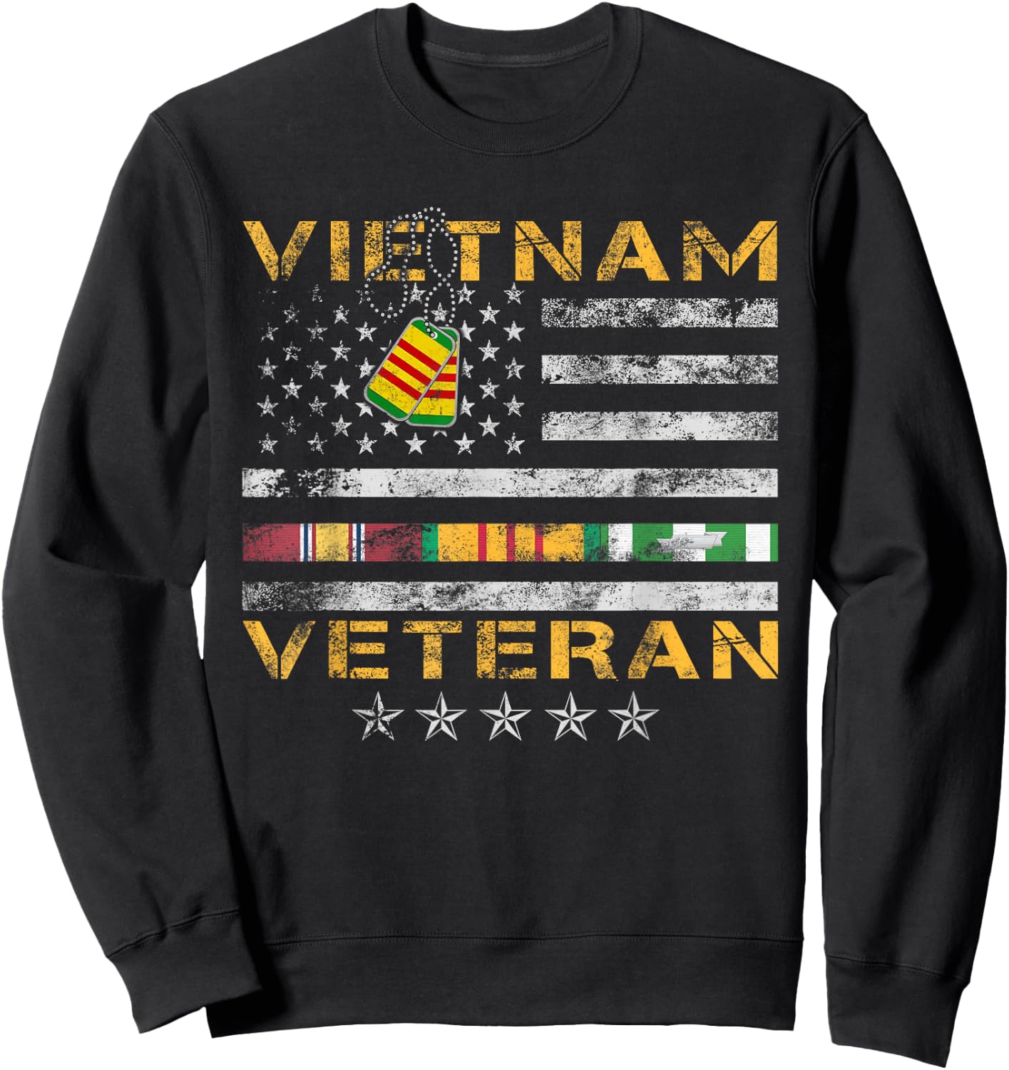 Proud Vietnam Veteran American Flag Shirt Vietnam War Vet Sweatshirt - Sweatshirt | Black