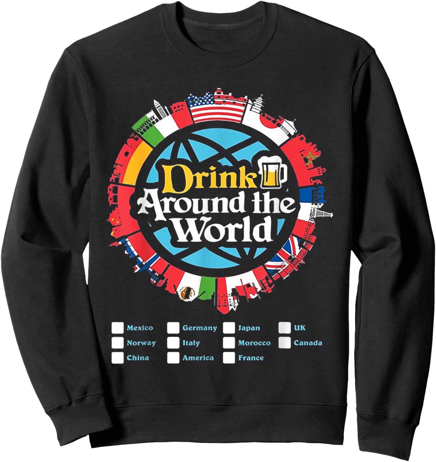 Drinking Around The World Sweatshirt - Sweatshirt | Black