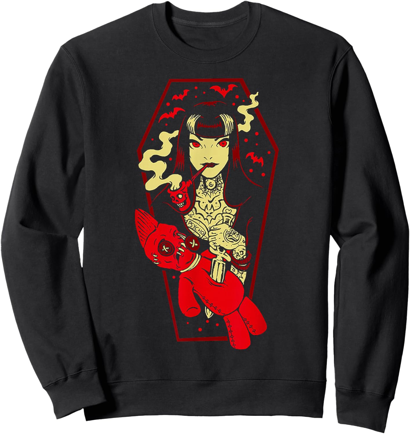 Horror Art - Voodoo Witch - Psychobilly Punk Art Sweatshirt - Sweatshirt | Black