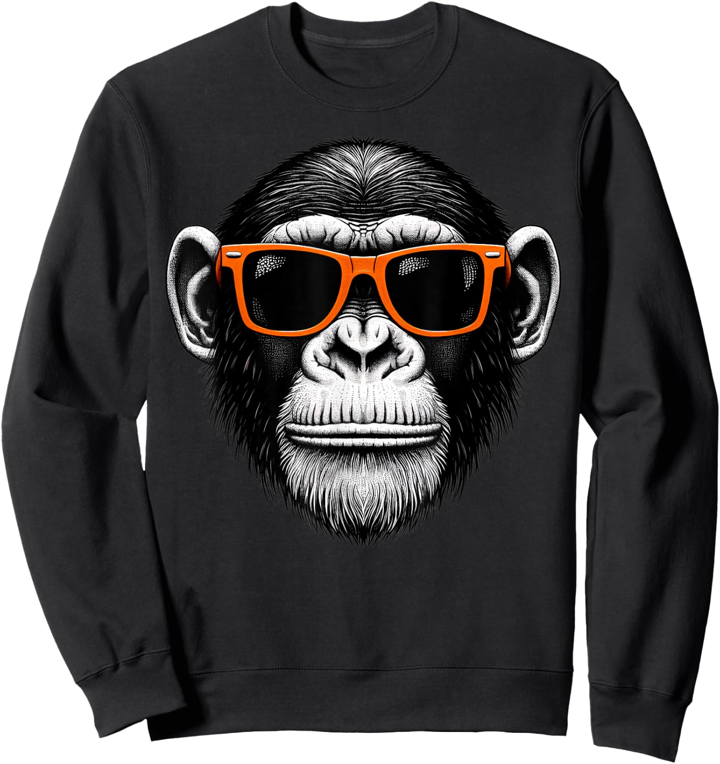 Cool Chimpanzee Monkey Wearing Sunglasses Graphic Art Sweatshirt - Sweatshirt | Black