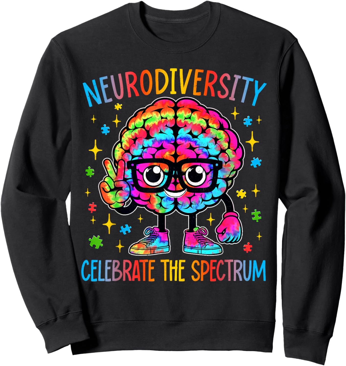 Neurodiversity Brain Autism Awareness ASD ADHD Men Women Kid Sweatshirt - Sweatshirt | Black