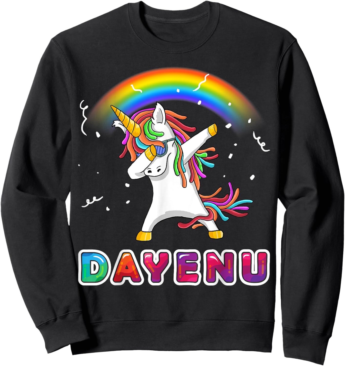 Unicorn Dayenu Passover Shirt for Kids Boys Girls Sweatshirt - Sweatshirt | Black