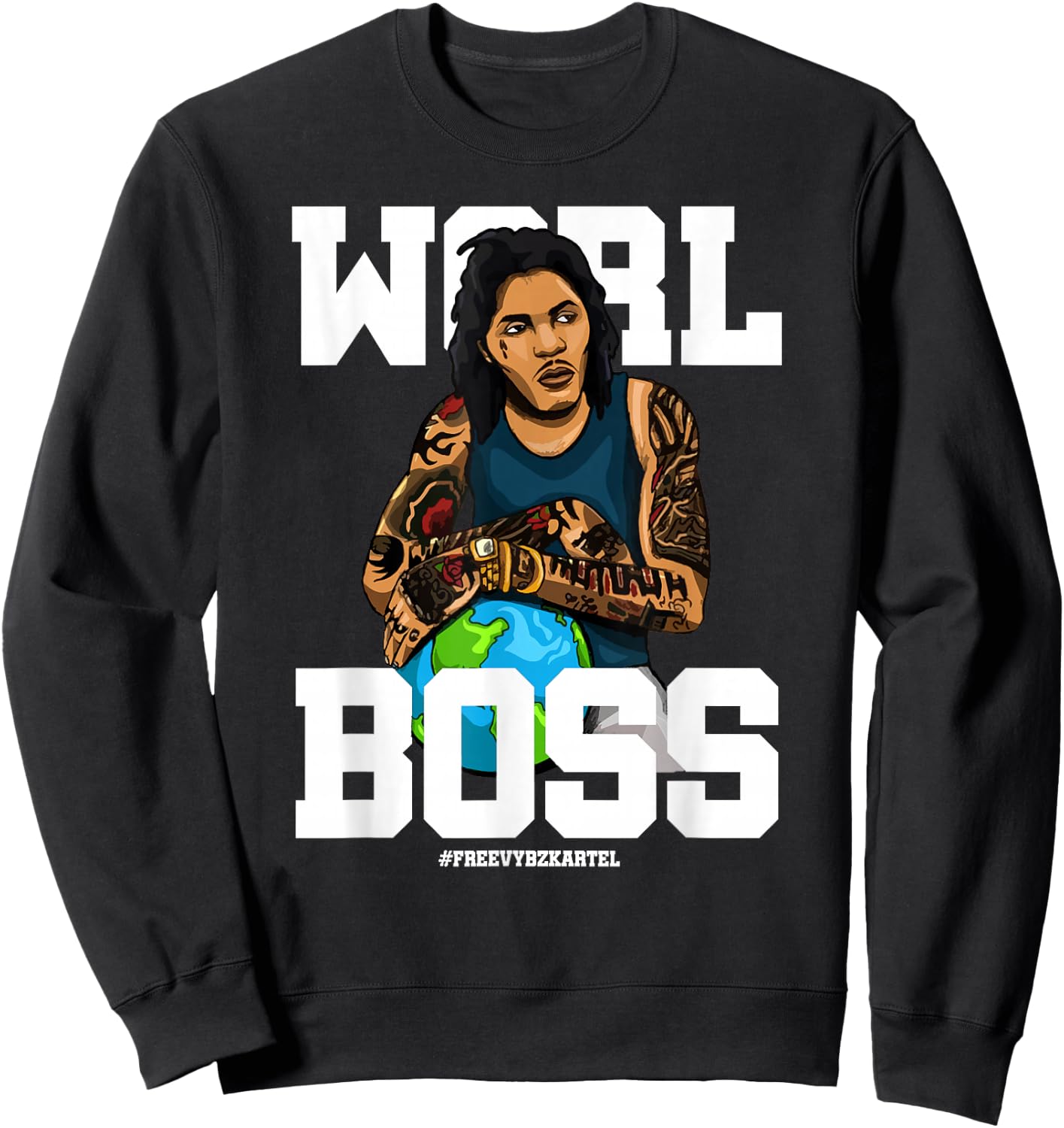 Free Worl Boss! Kartel Music Lover Gift Sweatshirt - Sweatshirt | Black