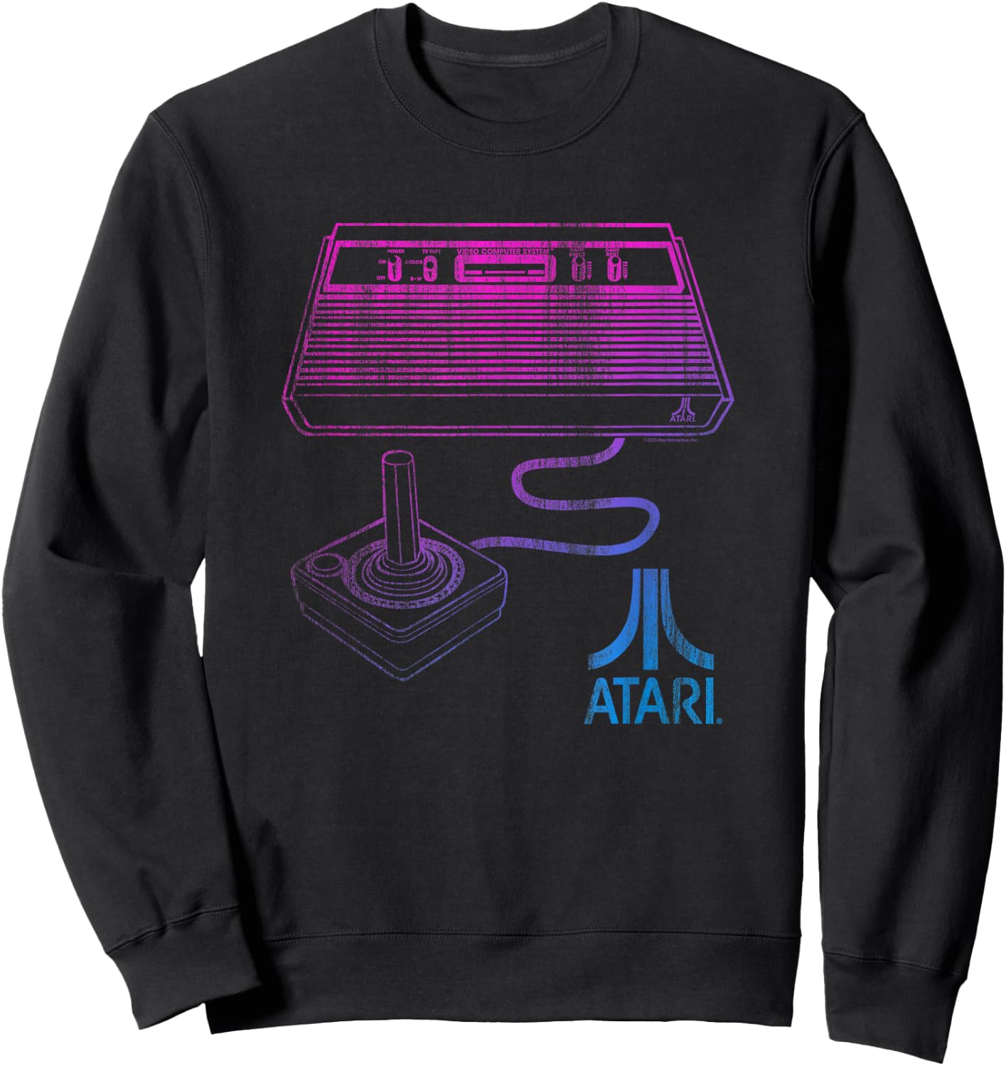 Ripple Junction x Atari Neon 80’s Console Pink & Blue Design Sweatshirt - Sweatshirt | Black