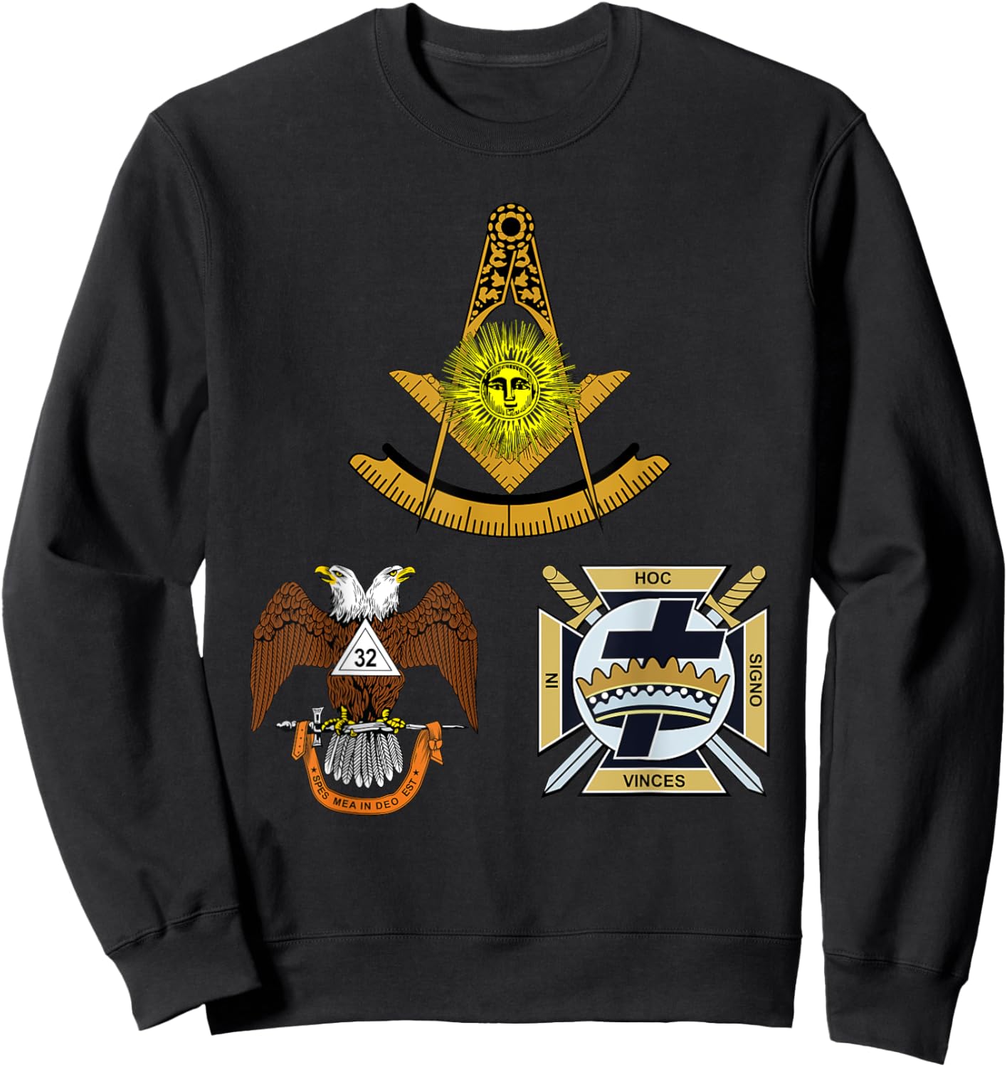 Past Master Mason 32nd Knights Templar Scottish York Rite WD Sweatshirt - Sweatshirt | Black