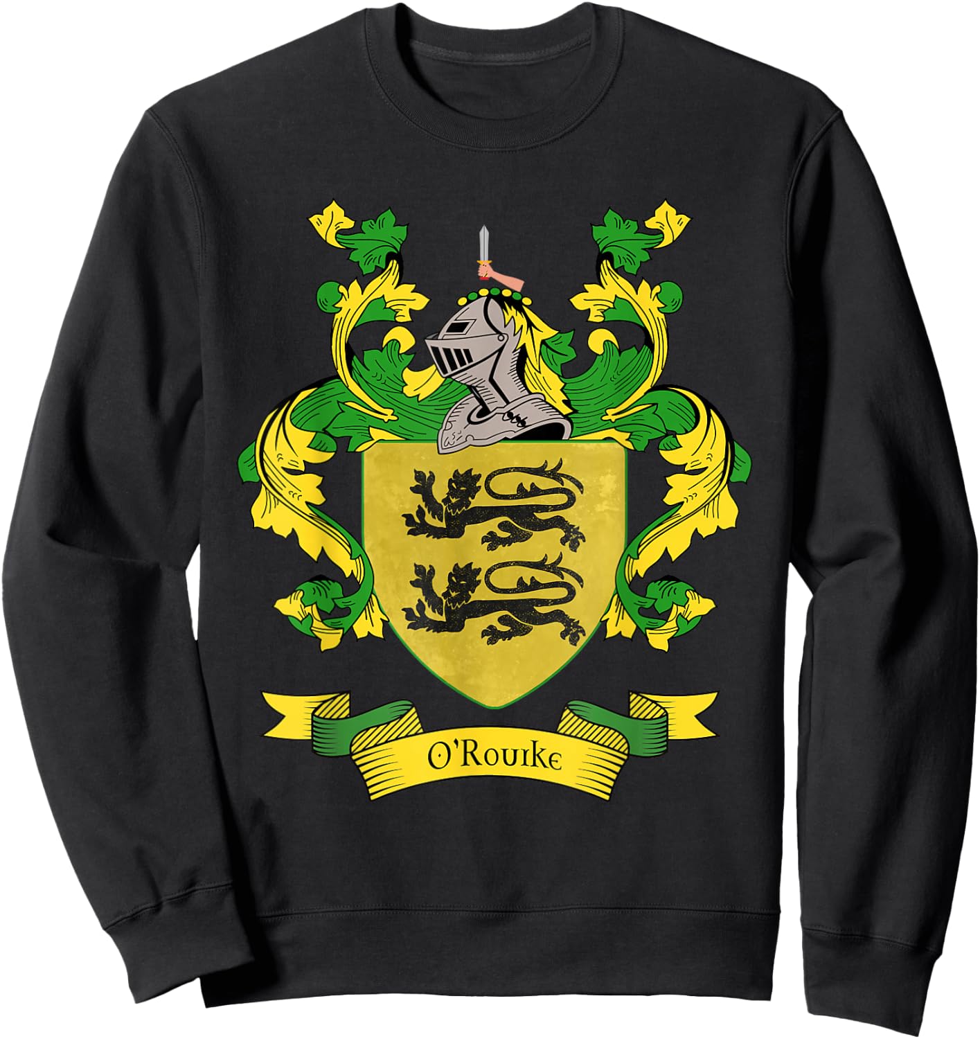 O'Rourke Coat of Arms | O'Rourke Surname Family Crest Sweatshirt - Sweatshirt | Black