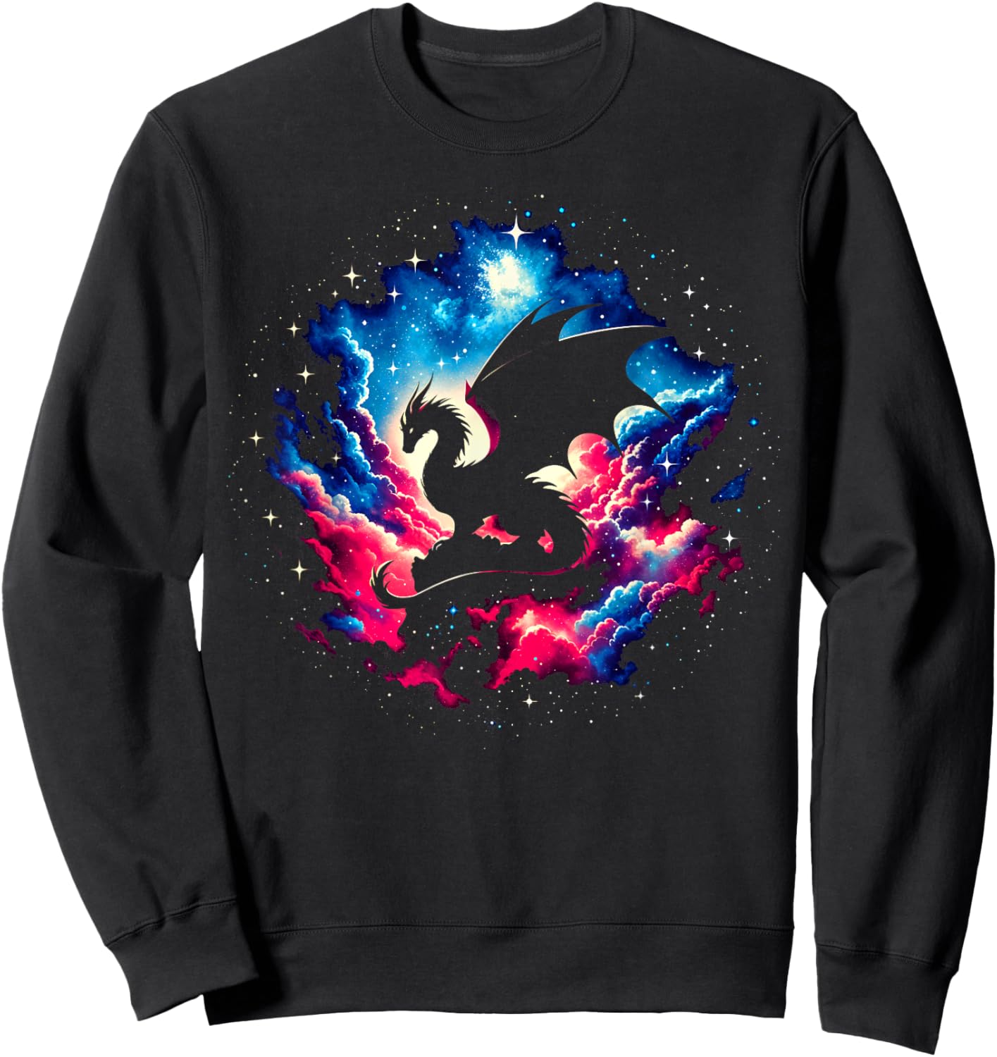 Cool Cosmic Dragon Galaxy Graphic Space Art Sweatshirt - Sweatshirt | Black