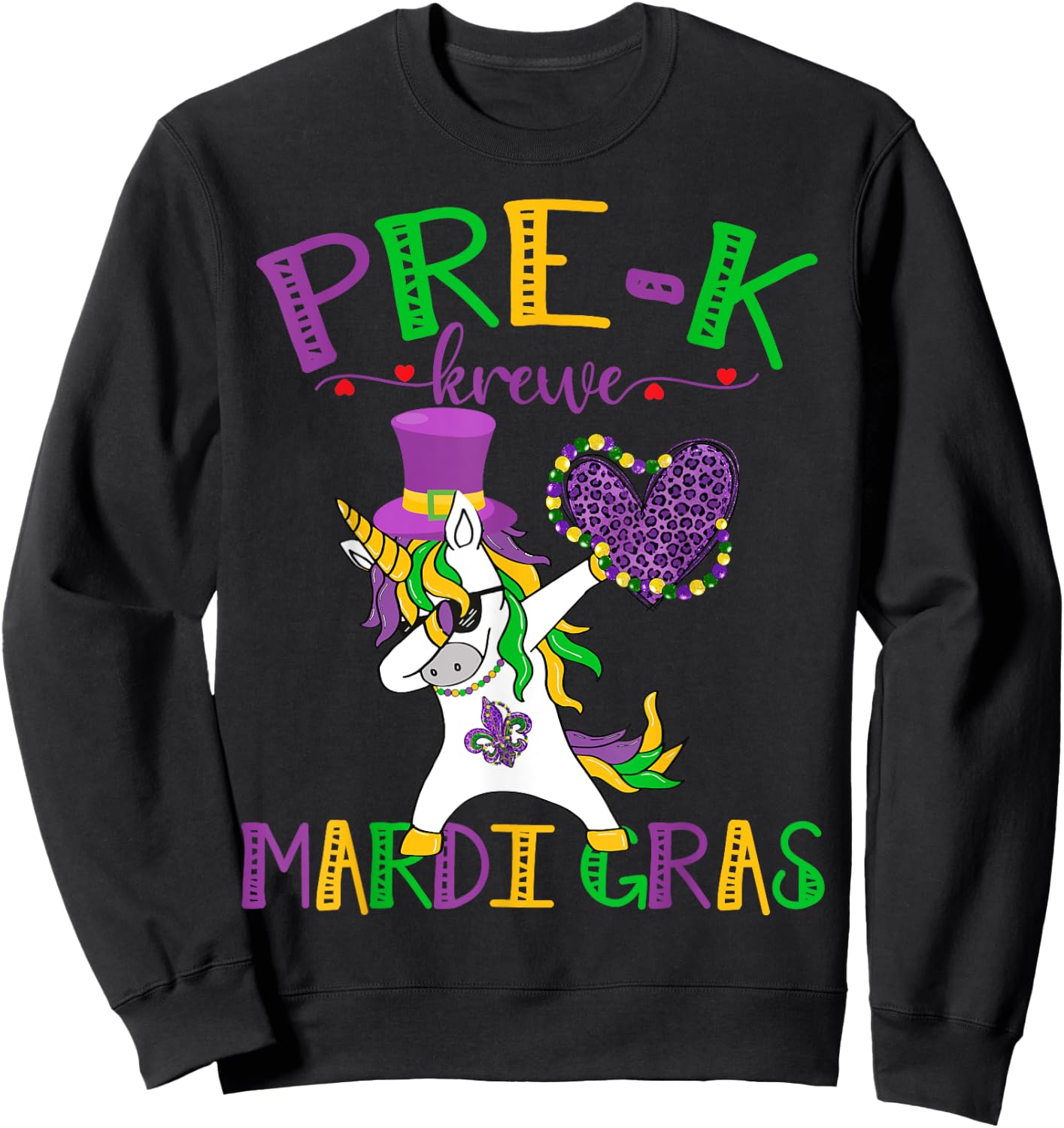 Pre-K Mardigras Unicorn Pre-K Krewe Unicorn Lover Sweatshirt - Sweatshirt | Black