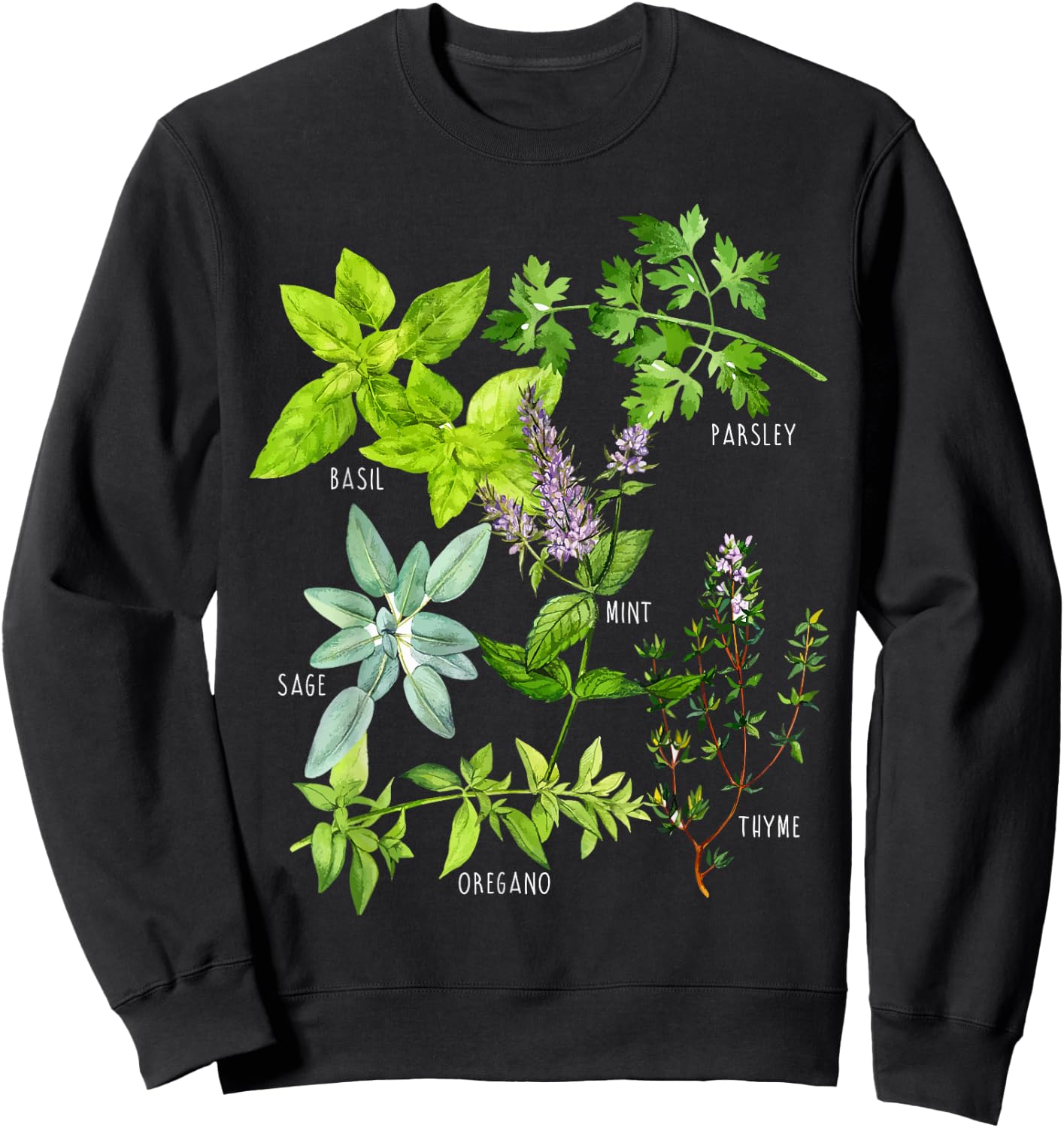 Herbs Plants Sweatshirt - Sweatshirt | Black