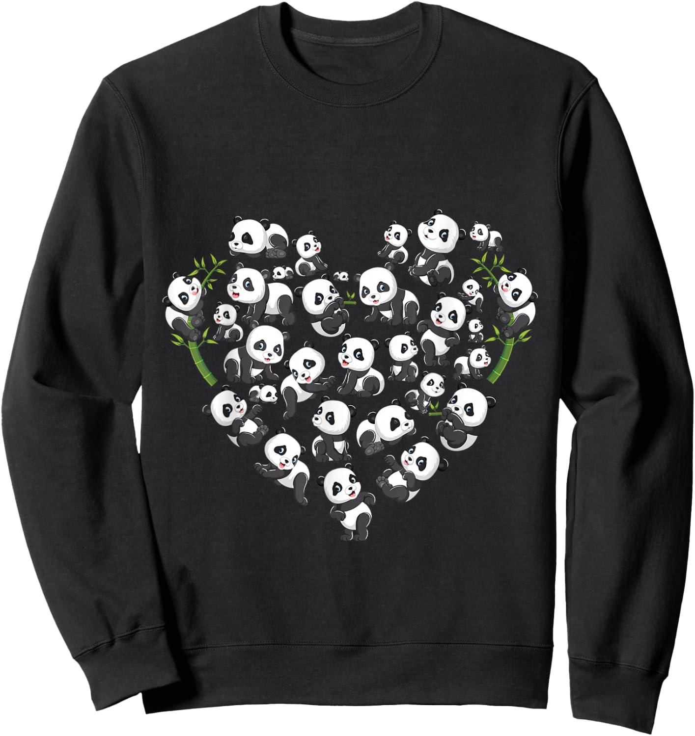 Panda Bear Lover Heart Cute Panda Gifts for Girl Kids Women Sweatshirt - Sweatshirt | Black