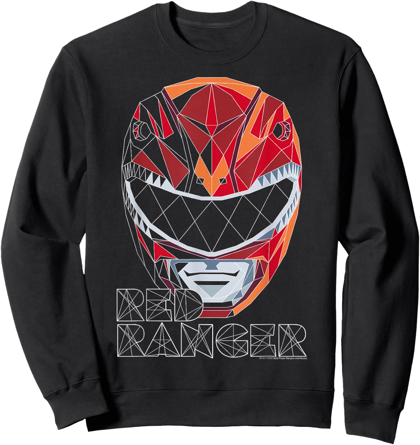 Power Rangers Red Ranger Geometric Helmet Big Face Sweatshirt - Sweatshirt | Black
