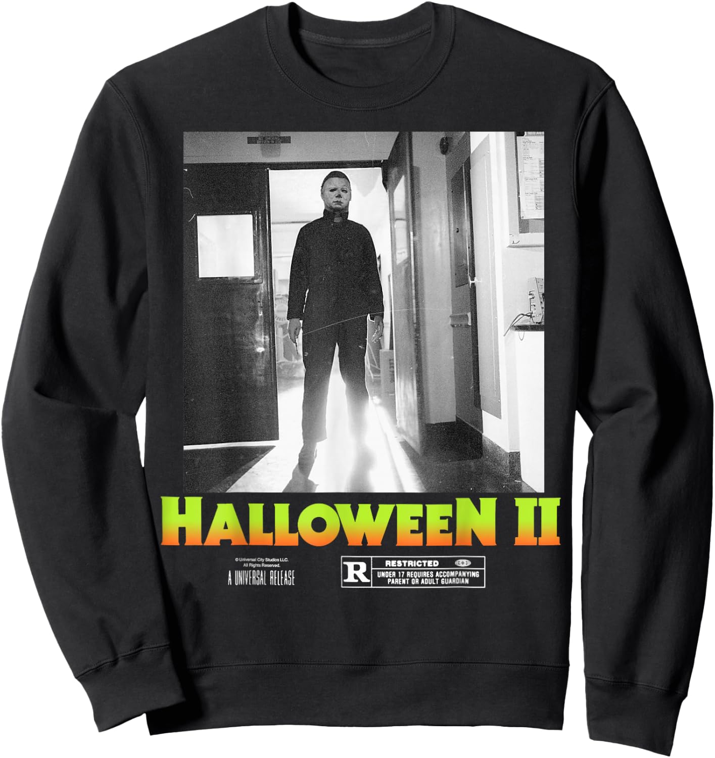 Halloween 2 Michael Myers Doorway Portrait Poster Sweatshirt - Sweatshirt | Black