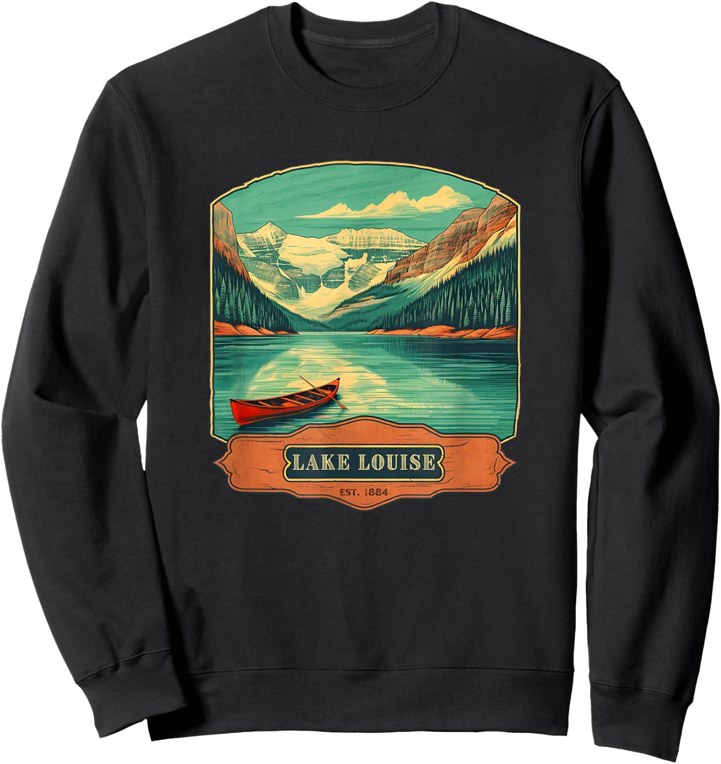 Vintage Style Lake Louise Sweatshirt - Sweatshirt | Black