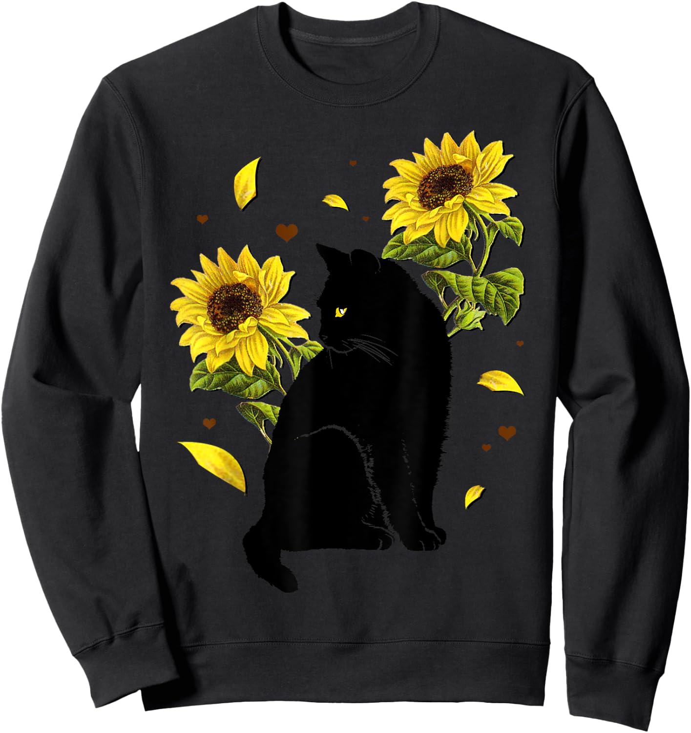 Cat Sunflower Christmas Tree Sun Flower Cat Lover Gift Men Women Kids Sweatshirt - Sweatshirt | Black