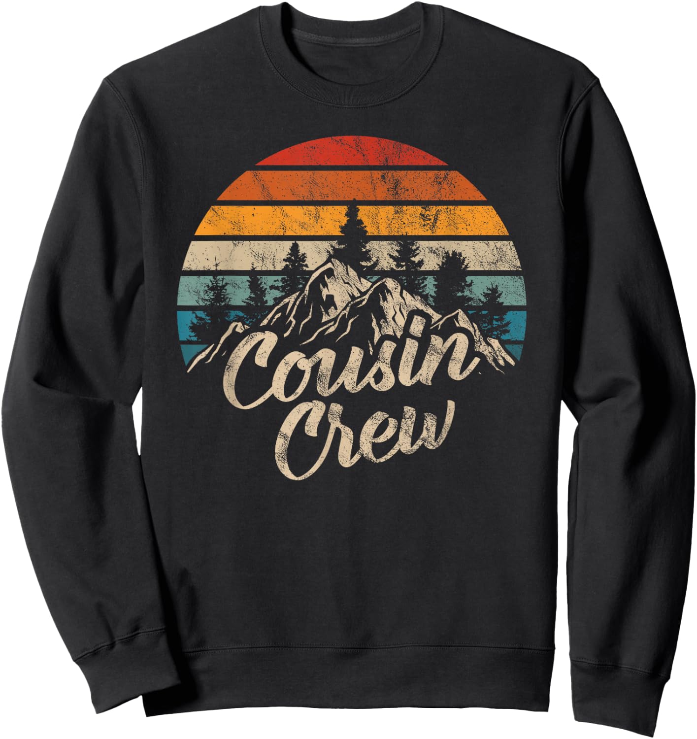 Cousin Crew Camping Outdoor Sunset Summer Camp Sweatshirt - Sweatshirt | Black