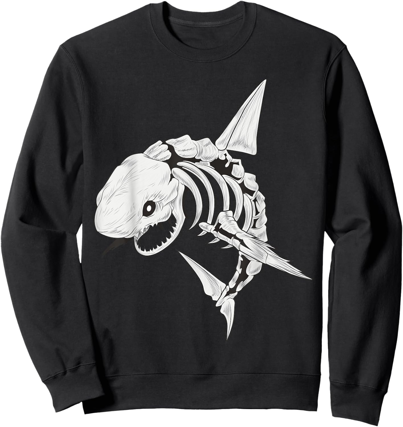 Shark Skeleton Shirt Spooky Shark Halloween Costumes Skull Sweatshirt - Sweatshirt | Black