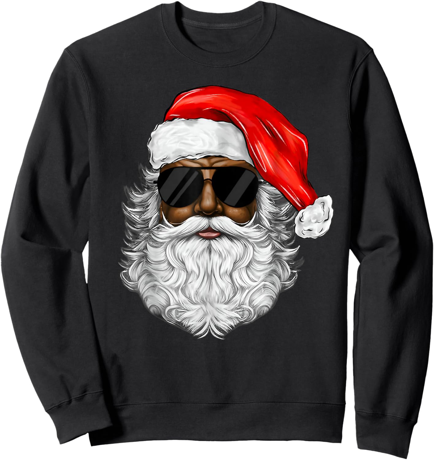 Santa Claus Black Man Christmas Xmas Family Pajamas Holiday Sweatshirt - Sweatshirt | Black
