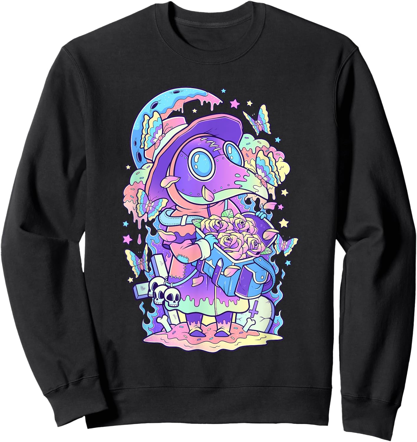 Kawaii Pastel Goth Cute and Scary Plague Doctor Sweatshirt - Sweatshirt | Black