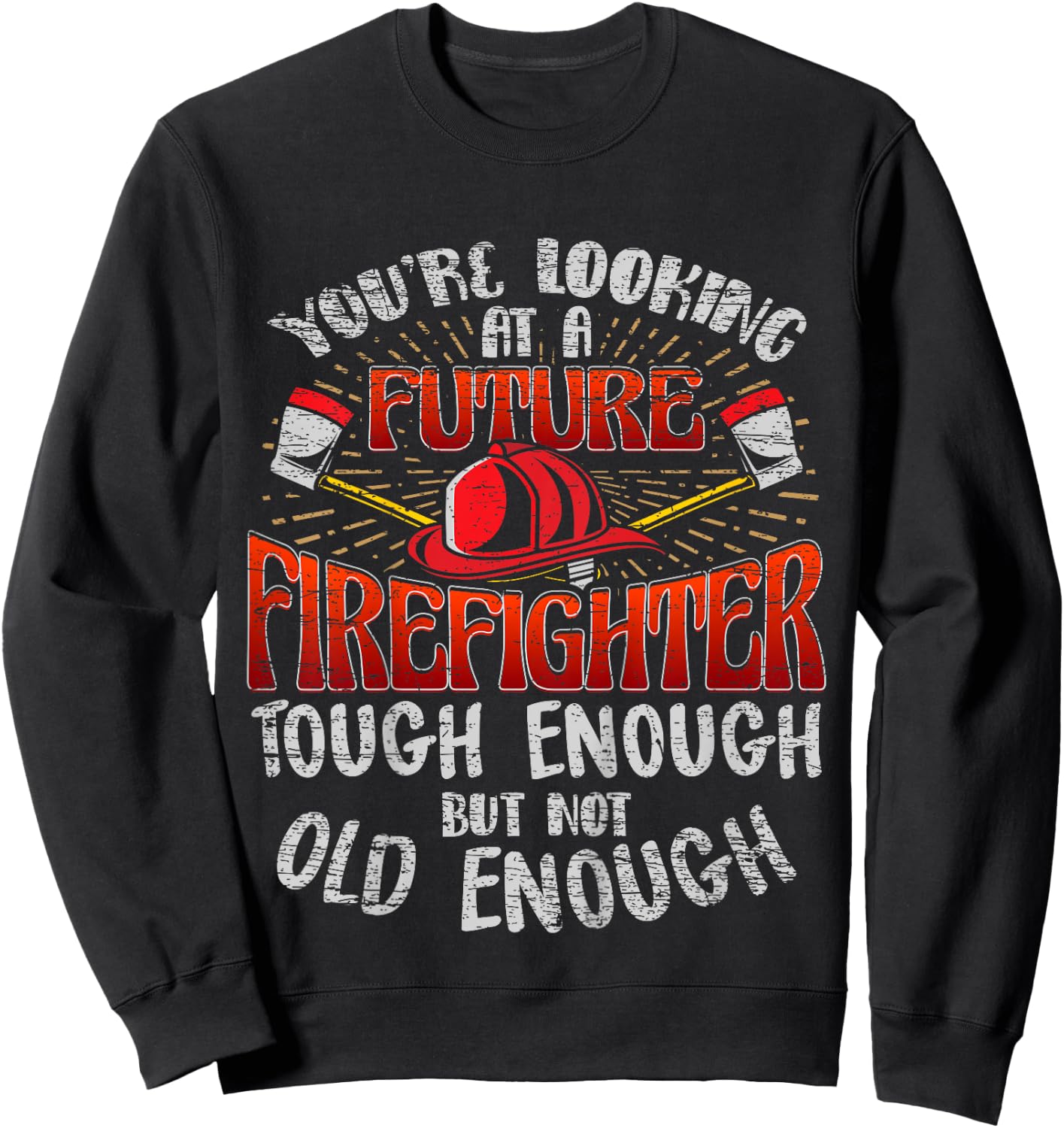 Kids Future Firefighter T shirt Kids Boys Youth Men Funny Sweatshirt - Sweatshirt | Black
