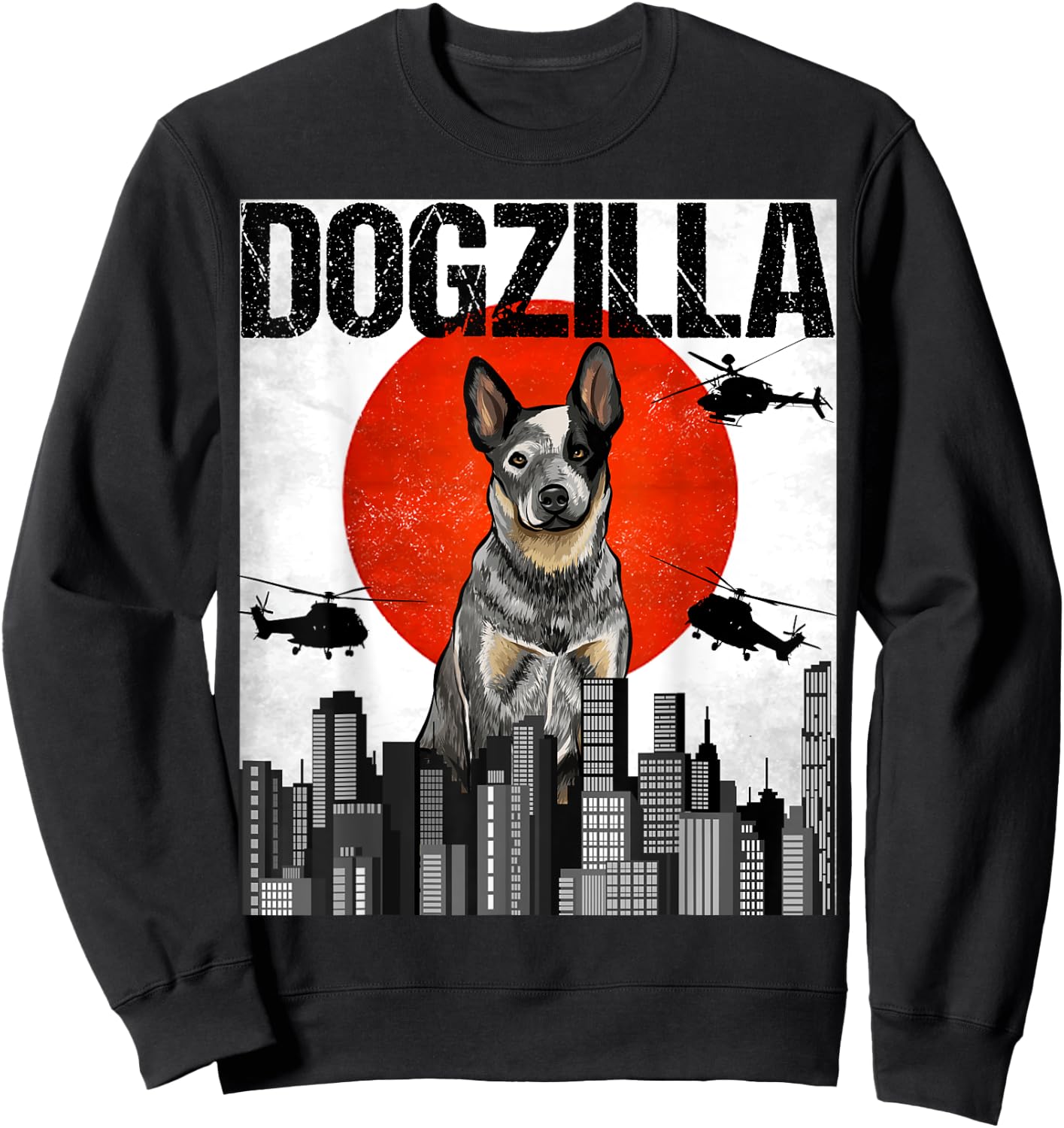 Funny Vintage Japanese Dogzilla Australian Cattle Dog Women Sweatshirt - Sweatshirt | Black